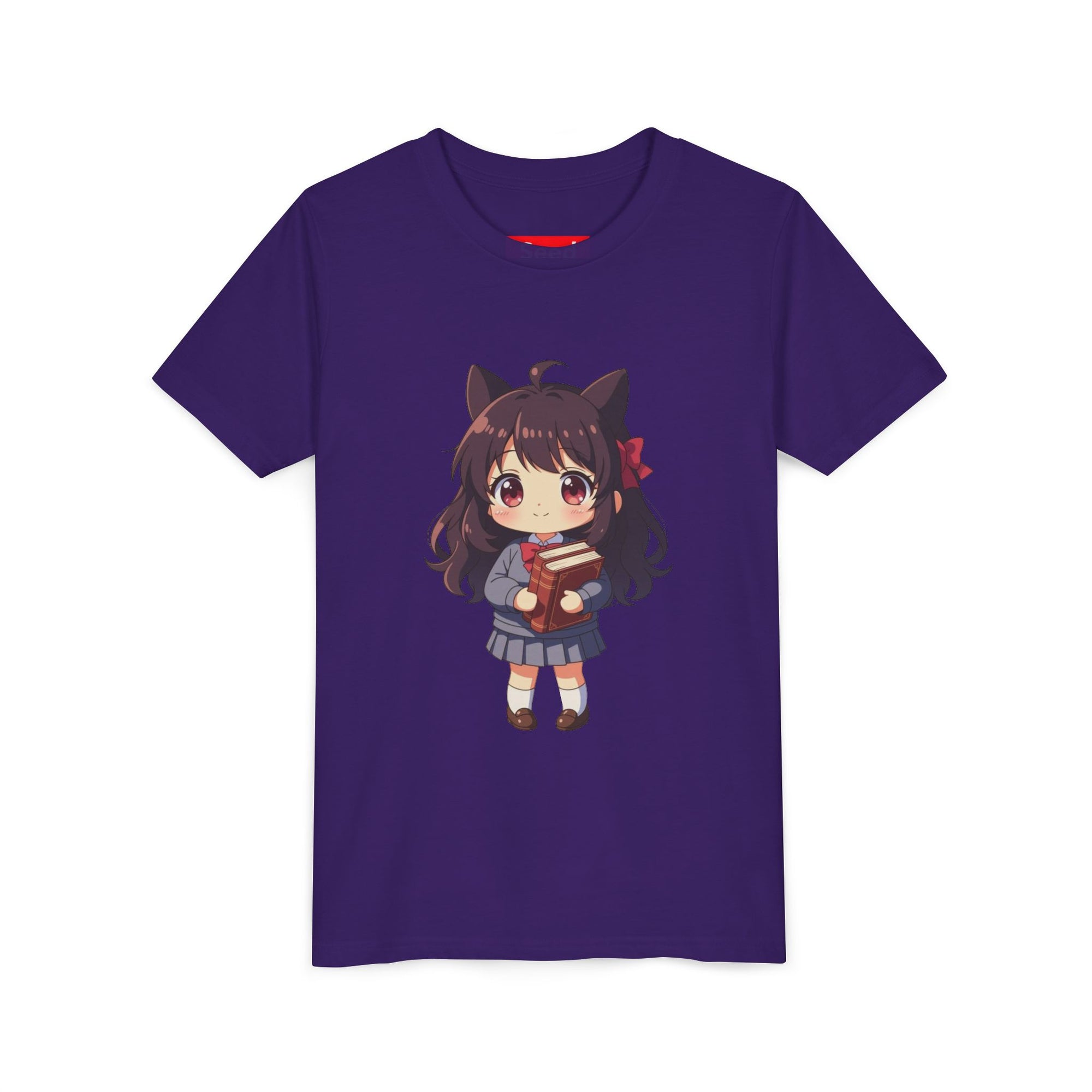 Bunny Bookworm Adventures: The Cute Anime Cat Girl Youth Tee, Kawaii T-Shirt, Teen Fashion, Gift for Anime Lovers, Summer Outfit, Playful Casual Wear