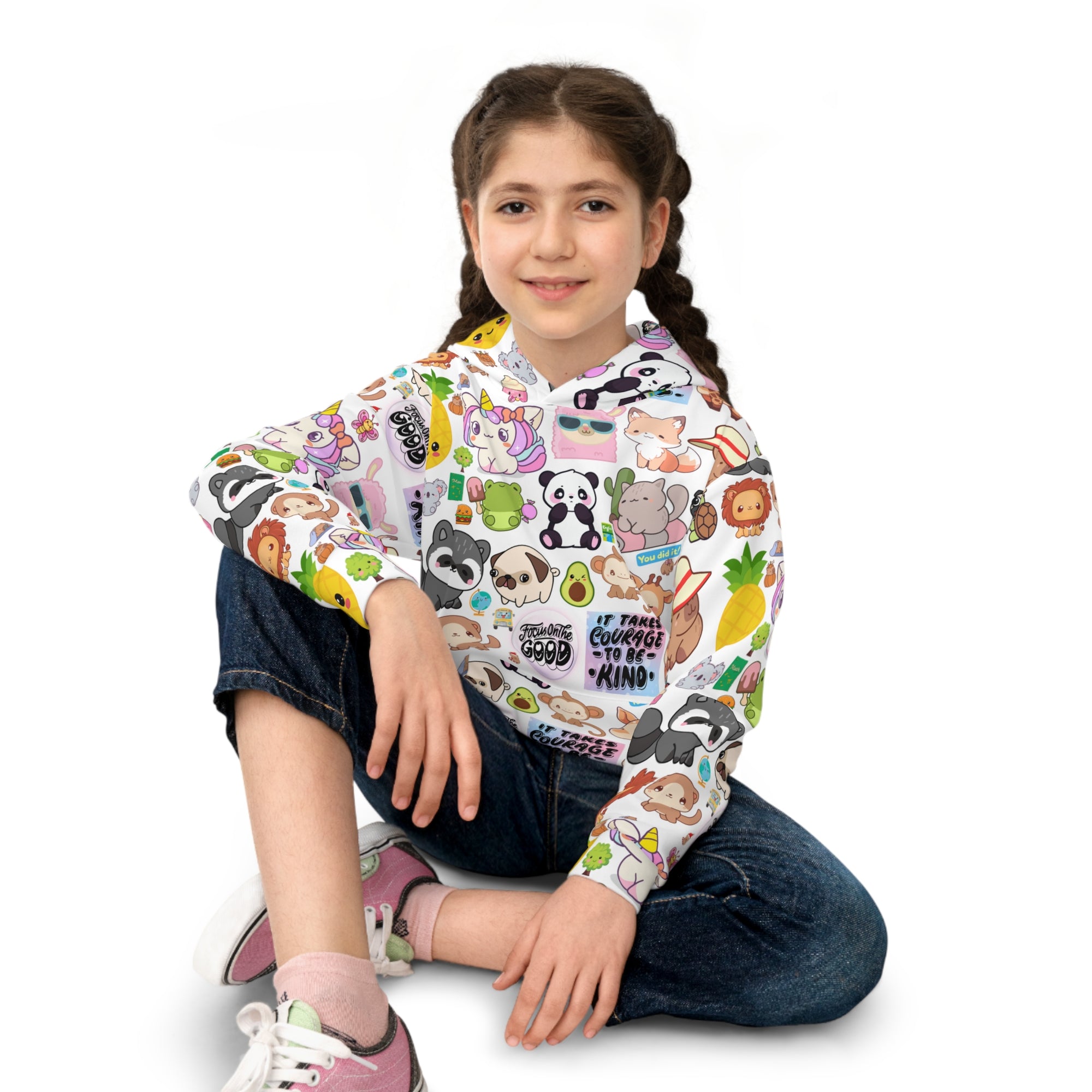 Colorful Kawaii Print Hoodie for Kids, Cute Hoodie, Kids' Gift, Cozy Outerwear, Fun Clothing, Whimsical Apparel