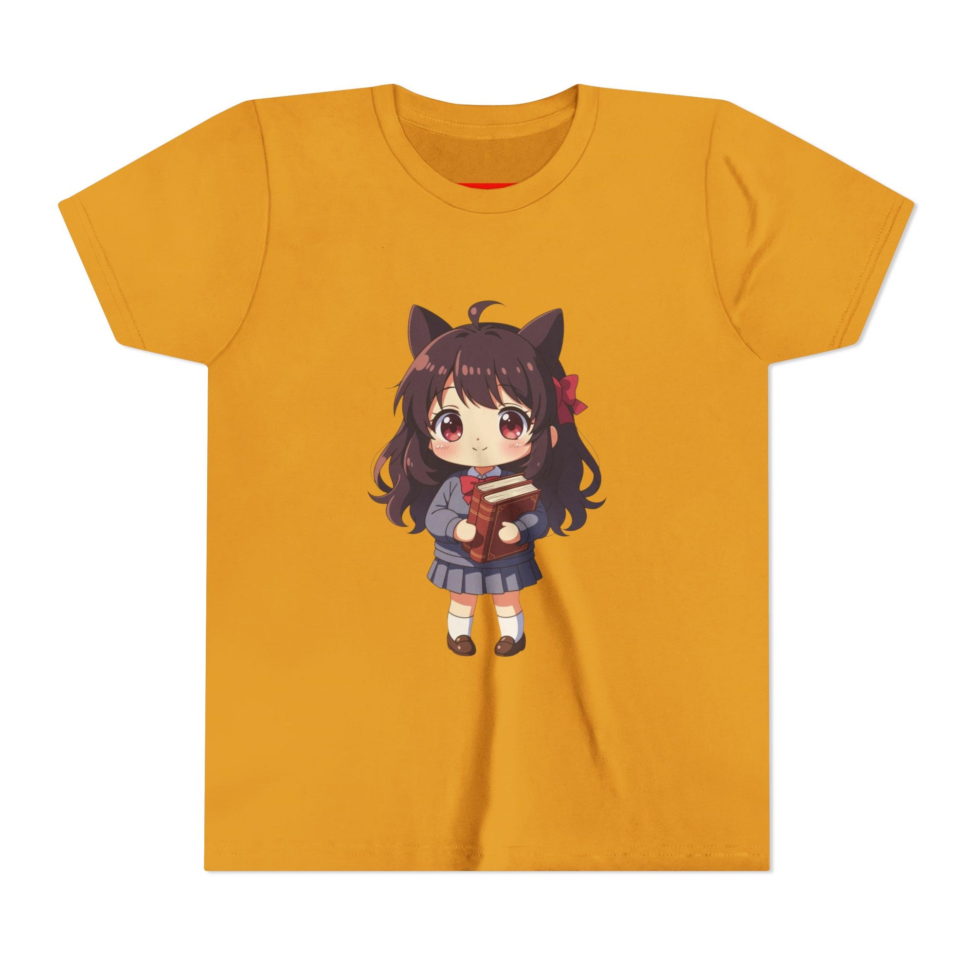 Bunny Bookworm Adventures: The Cute Anime Cat Girl Youth Tee, Kawaii T-Shirt, Teen Fashion, Gift for Anime Lovers, Summer Outfit, Playful Casual Wear