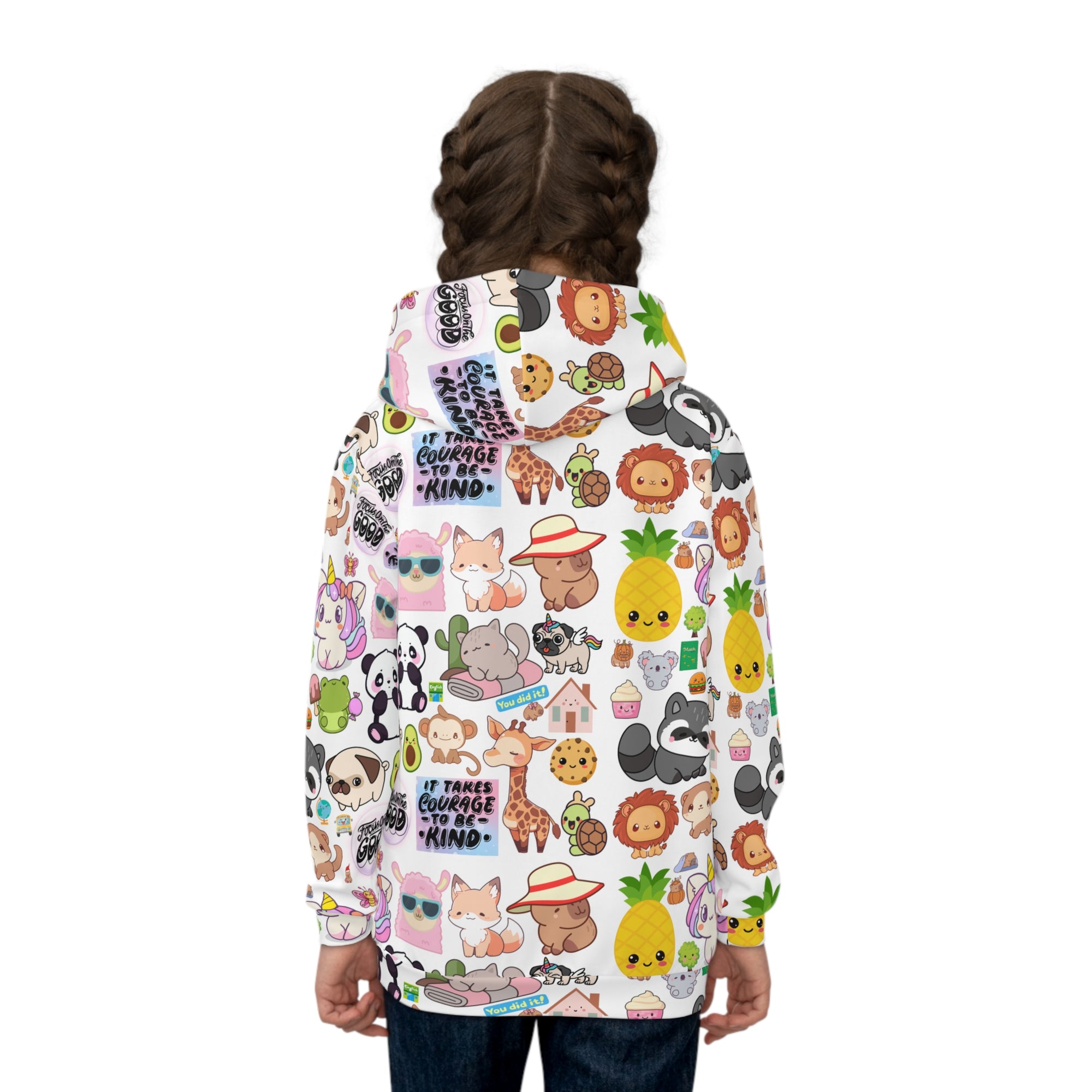 Colorful Kawaii Print Hoodie for Kids, Cute Hoodie, Kids' Gift, Cozy Outerwear, Fun Clothing, Whimsical Apparel
