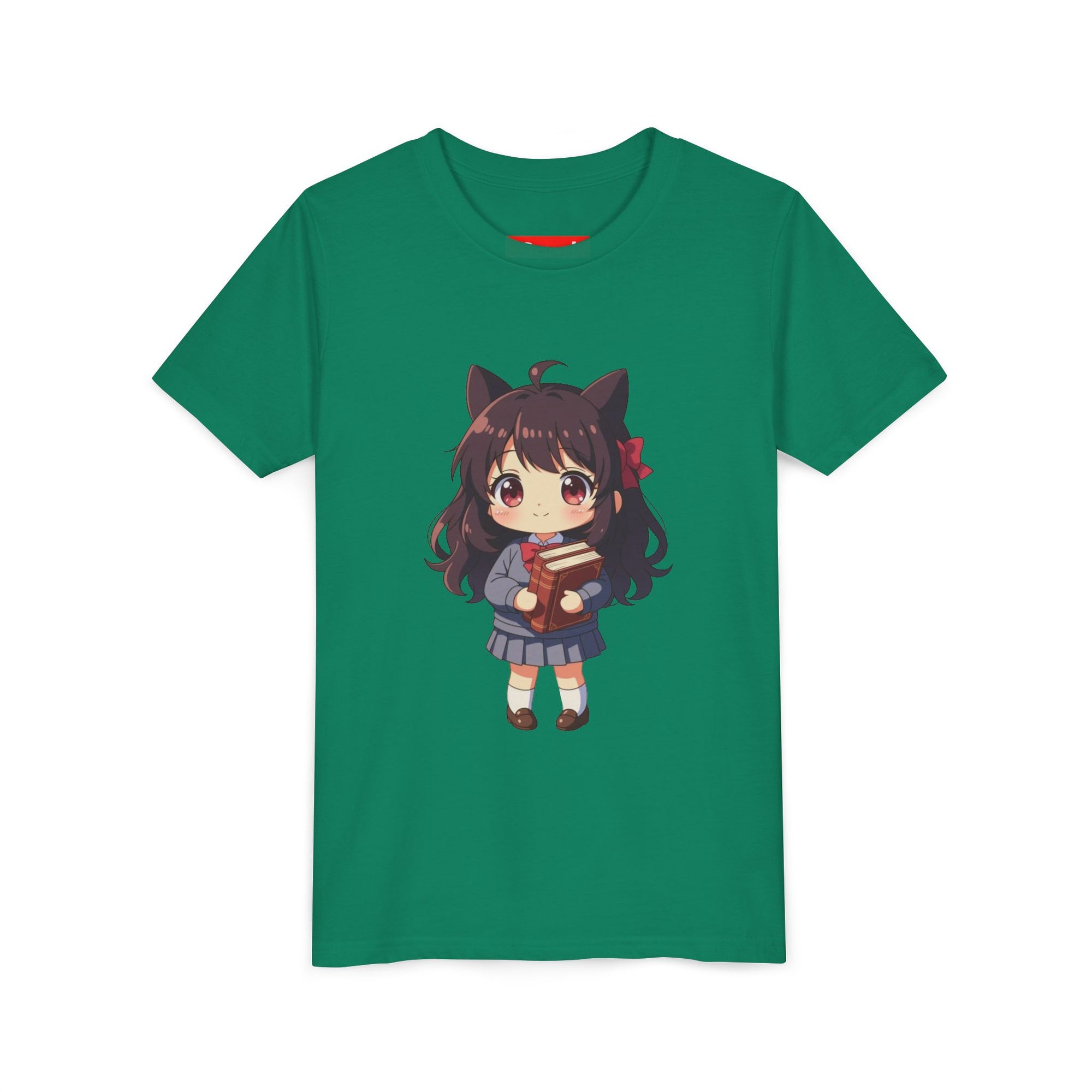 Bunny Bookworm Adventures: The Cute Anime Cat Girl Youth Tee, Kawaii T-Shirt, Teen Fashion, Gift for Anime Lovers, Summer Outfit, Playful Casual Wear