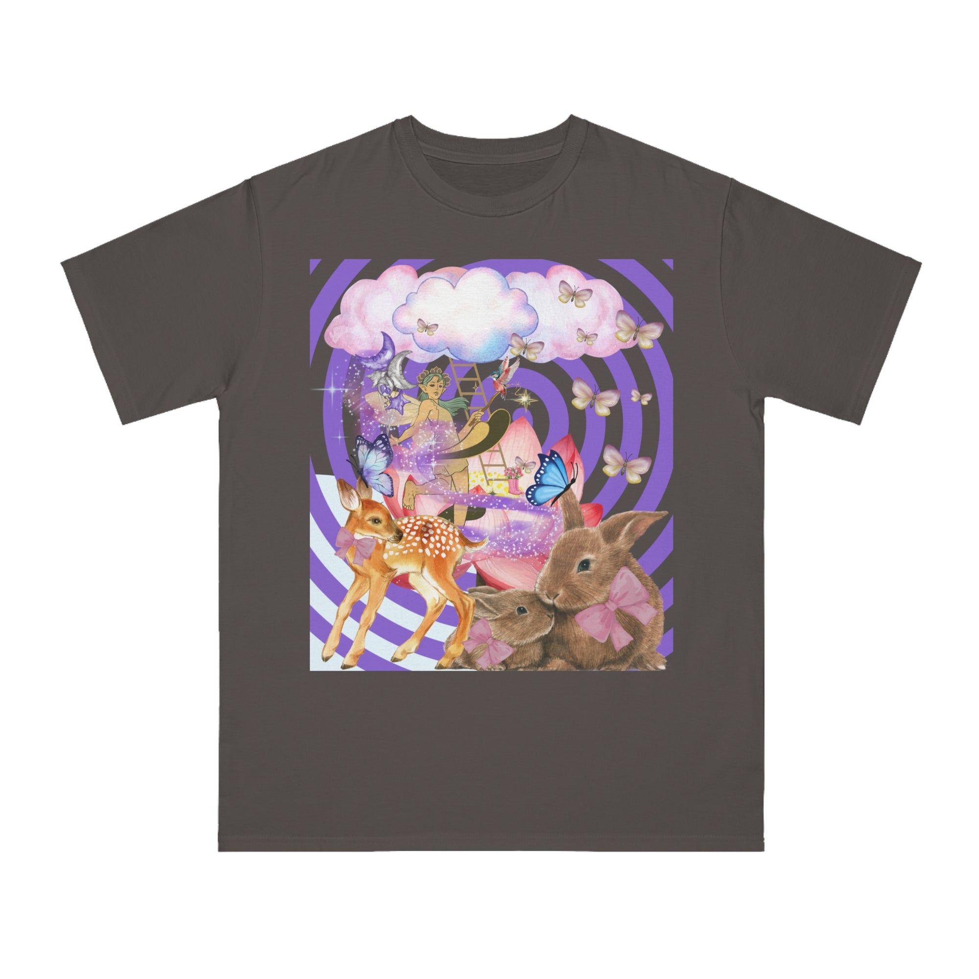 Whimsical Nature Tee, Adult Magical Fairy T-Shirt, Vintage Animal Graphic Tee, Eco-Friendly Unisex Shirt, Perfect Gift for Nature Lovers