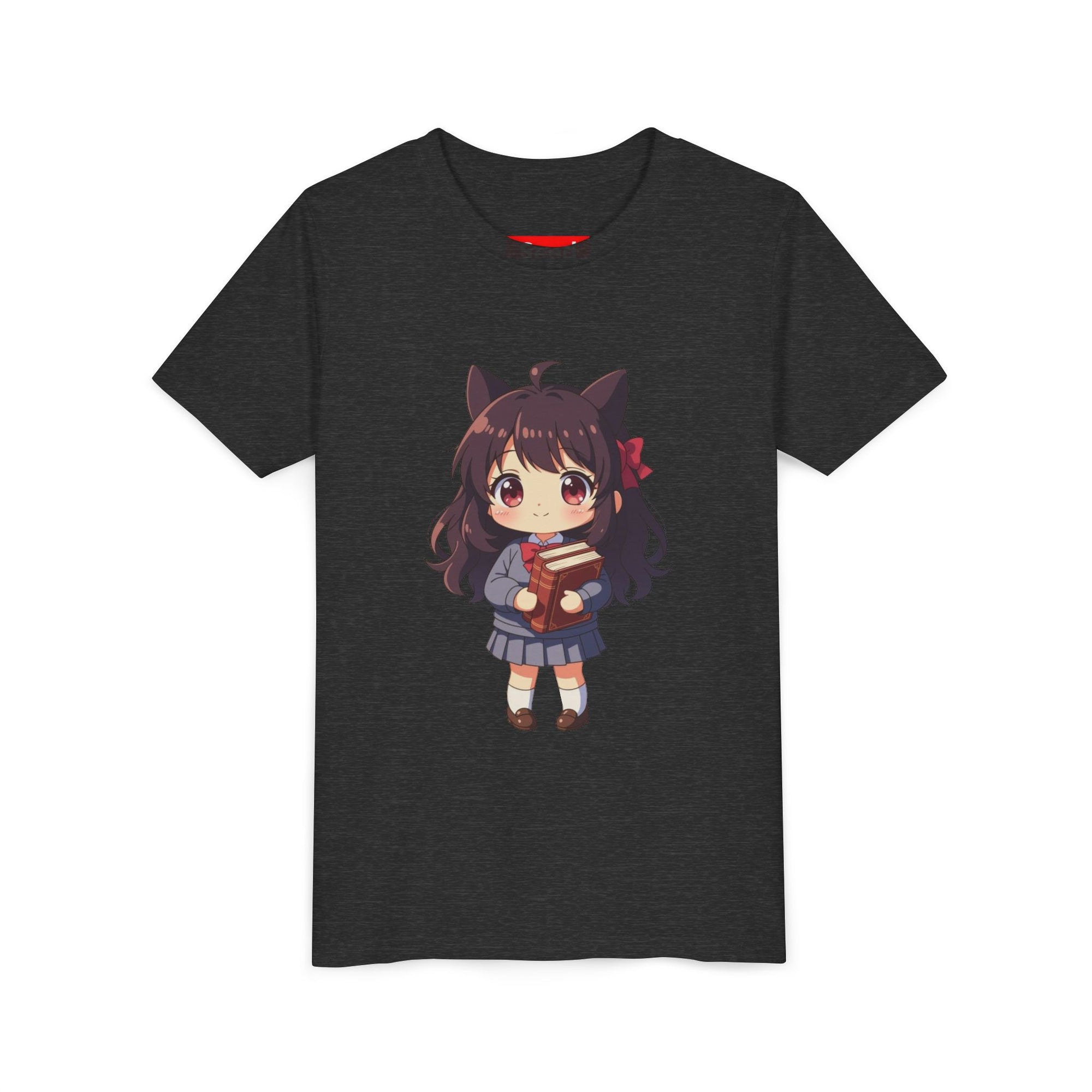 Bunny Bookworm Adventures: The Cute Anime Cat Girl Youth Tee, Kawaii T-Shirt, Teen Fashion, Gift for Anime Lovers, Summer Outfit, Playful Casual Wear