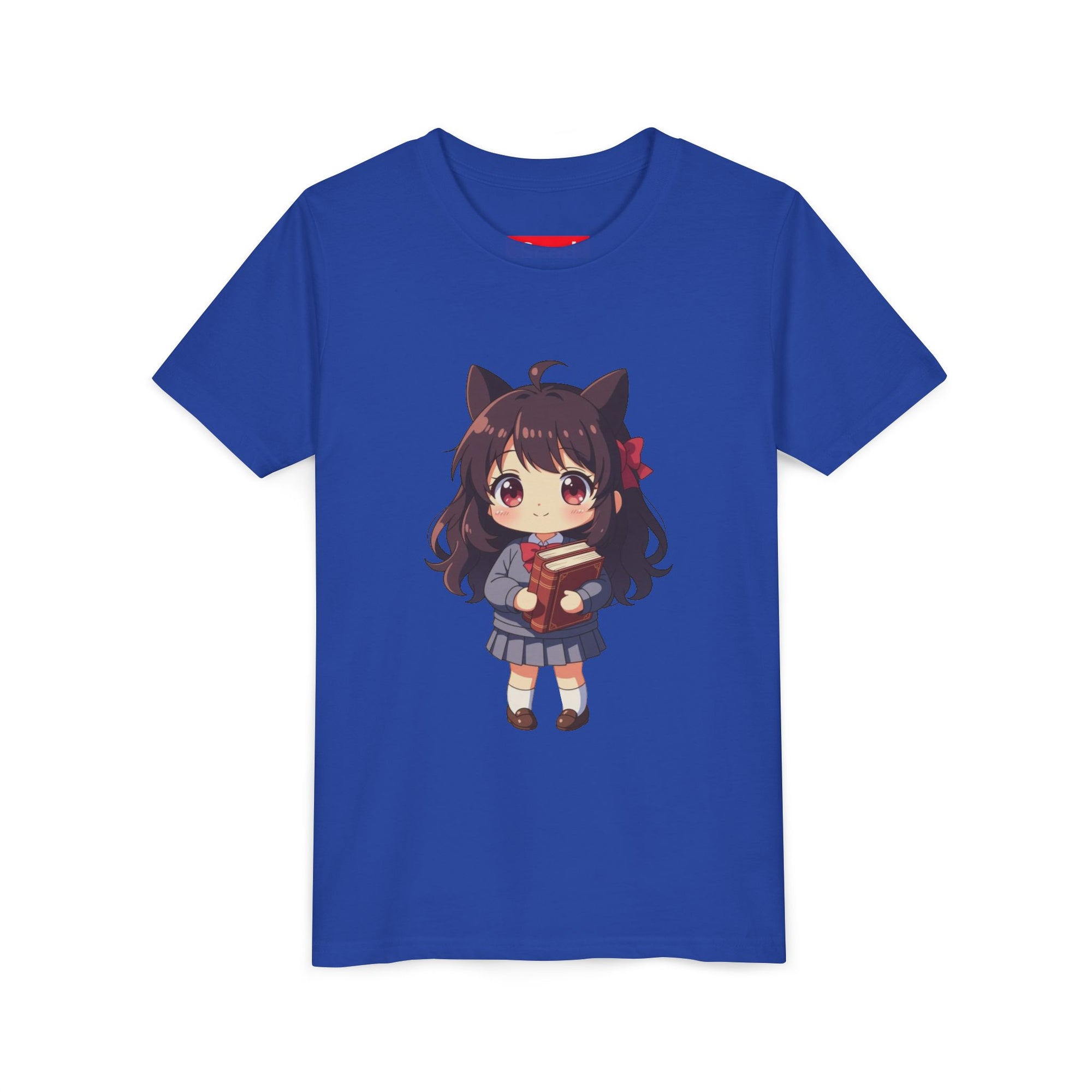 Bunny Bookworm Adventures: The Cute Anime Cat Girl Youth Tee, Kawaii T-Shirt, Teen Fashion, Gift for Anime Lovers, Summer Outfit, Playful Casual Wear