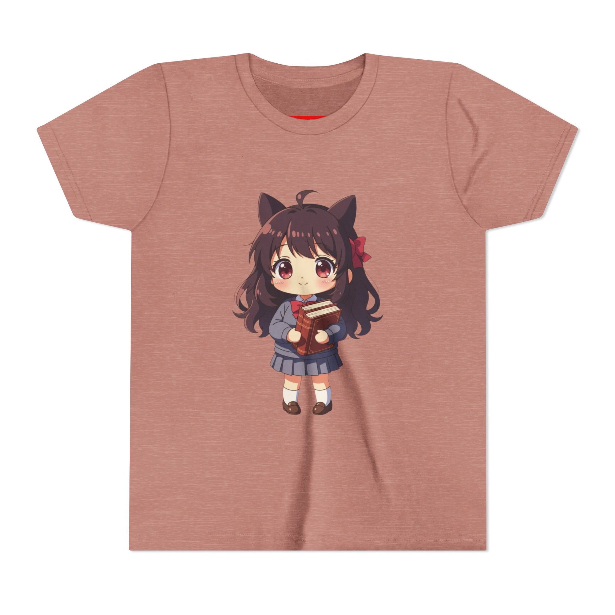 Bunny Bookworm Adventures: The Cute Anime Cat Girl Youth Tee, Kawaii T-Shirt, Teen Fashion, Gift for Anime Lovers, Summer Outfit, Playful Casual Wear
