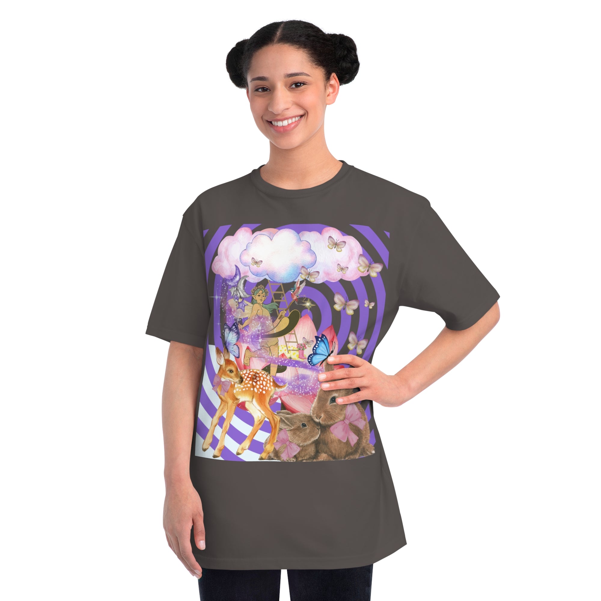 Whimsical Nature Tee, Adult Magical Fairy T-Shirt, Vintage Animal Graphic Tee, Eco-Friendly Unisex Shirt, Perfect Gift for Nature Lovers