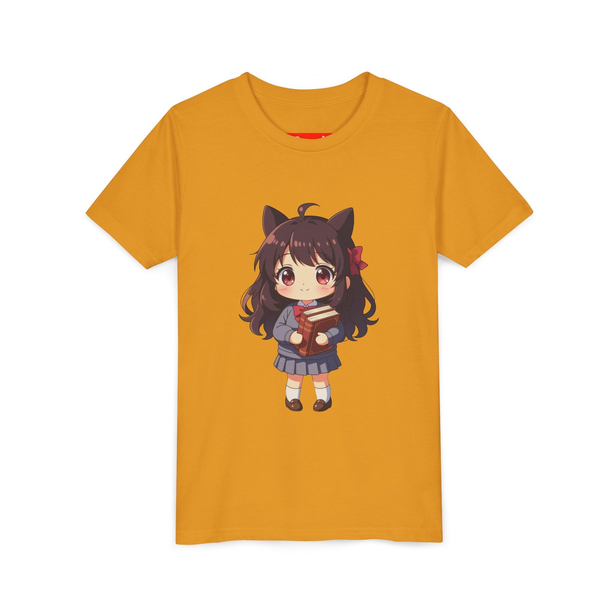 Bunny Bookworm Adventures: The Cute Anime Cat Girl Youth Tee, Kawaii T-Shirt, Teen Fashion, Gift for Anime Lovers, Summer Outfit, Playful Casual Wear