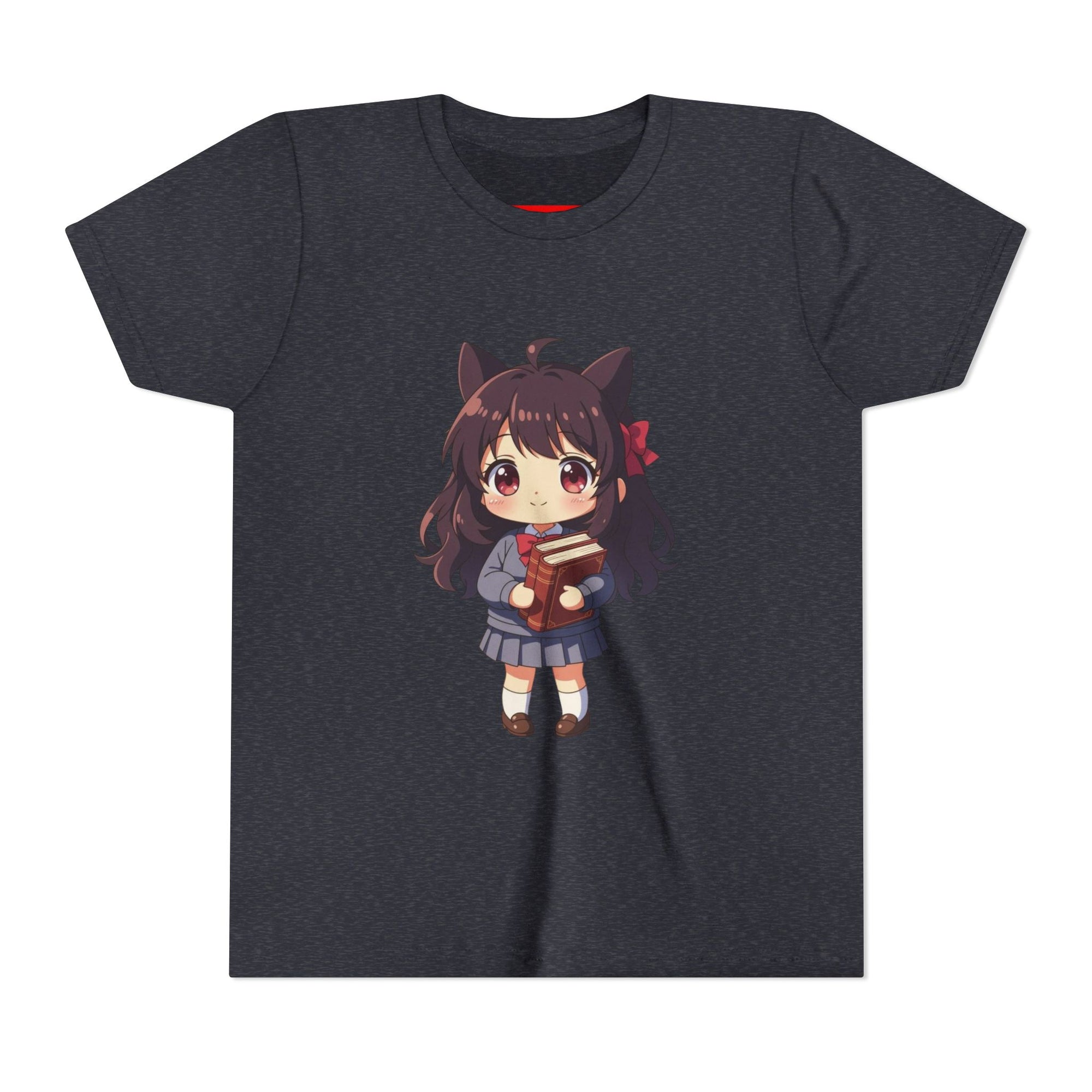 Bunny Bookworm Adventures: The Cute Anime Cat Girl Youth Tee, Kawaii T-Shirt, Teen Fashion, Gift for Anime Lovers, Summer Outfit, Playful Casual Wear