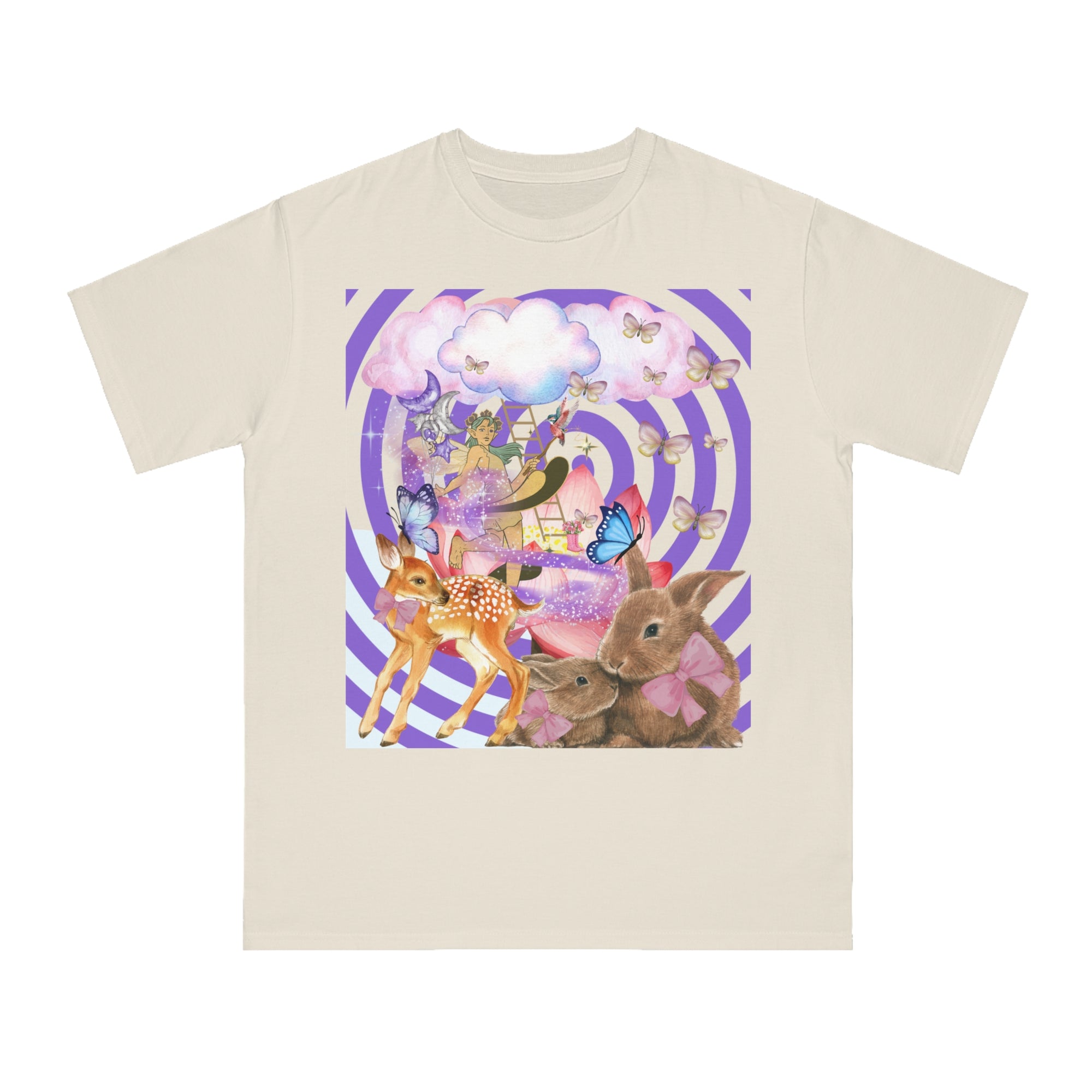 Whimsical Nature Tee, Adult Magical Fairy T-Shirt, Vintage Animal Graphic Tee, Eco-Friendly Unisex Shirt, Perfect Gift for Nature Lovers