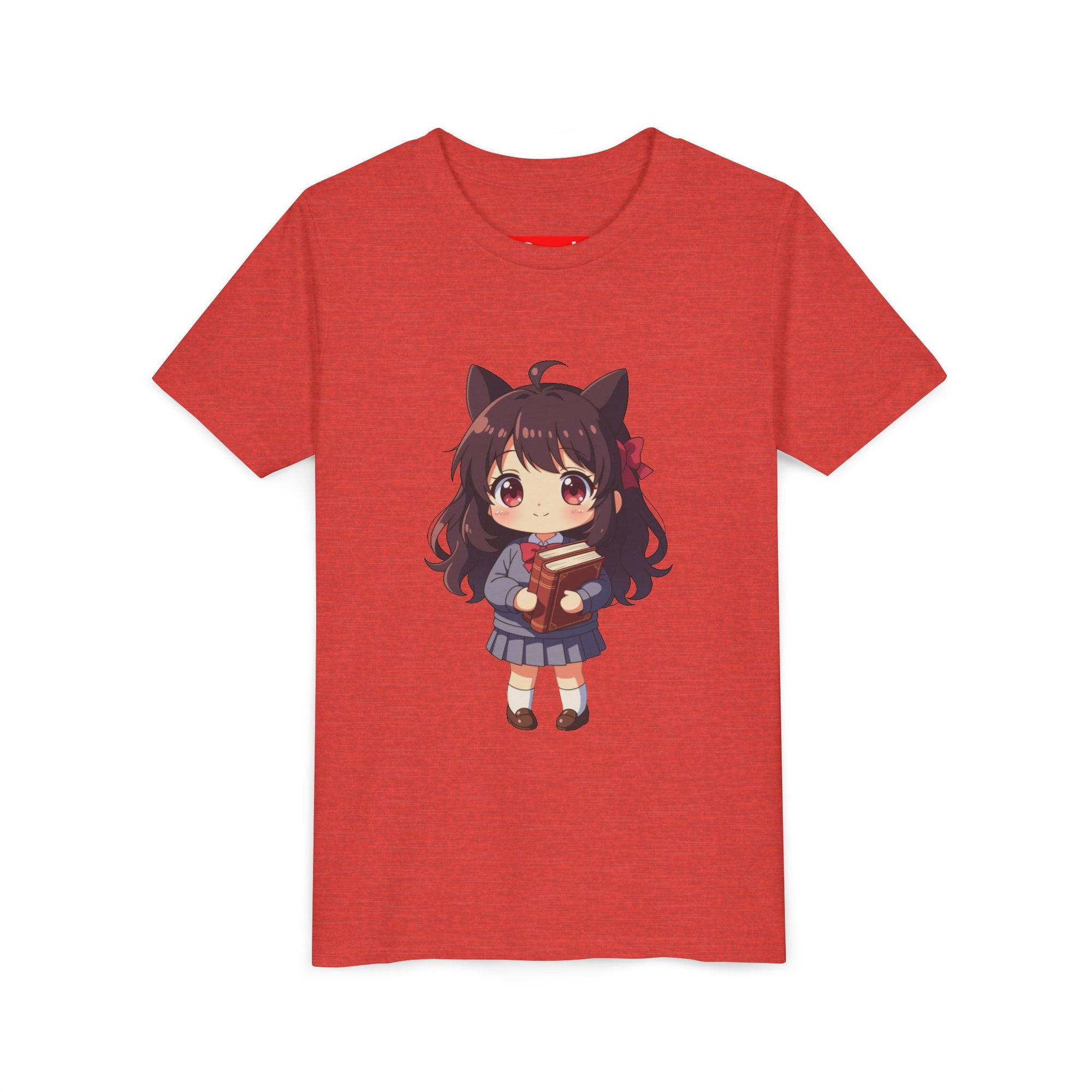 Bunny Bookworm Adventures: The Cute Anime Cat Girl Youth Tee, Kawaii T-Shirt, Teen Fashion, Gift for Anime Lovers, Summer Outfit, Playful Casual Wear