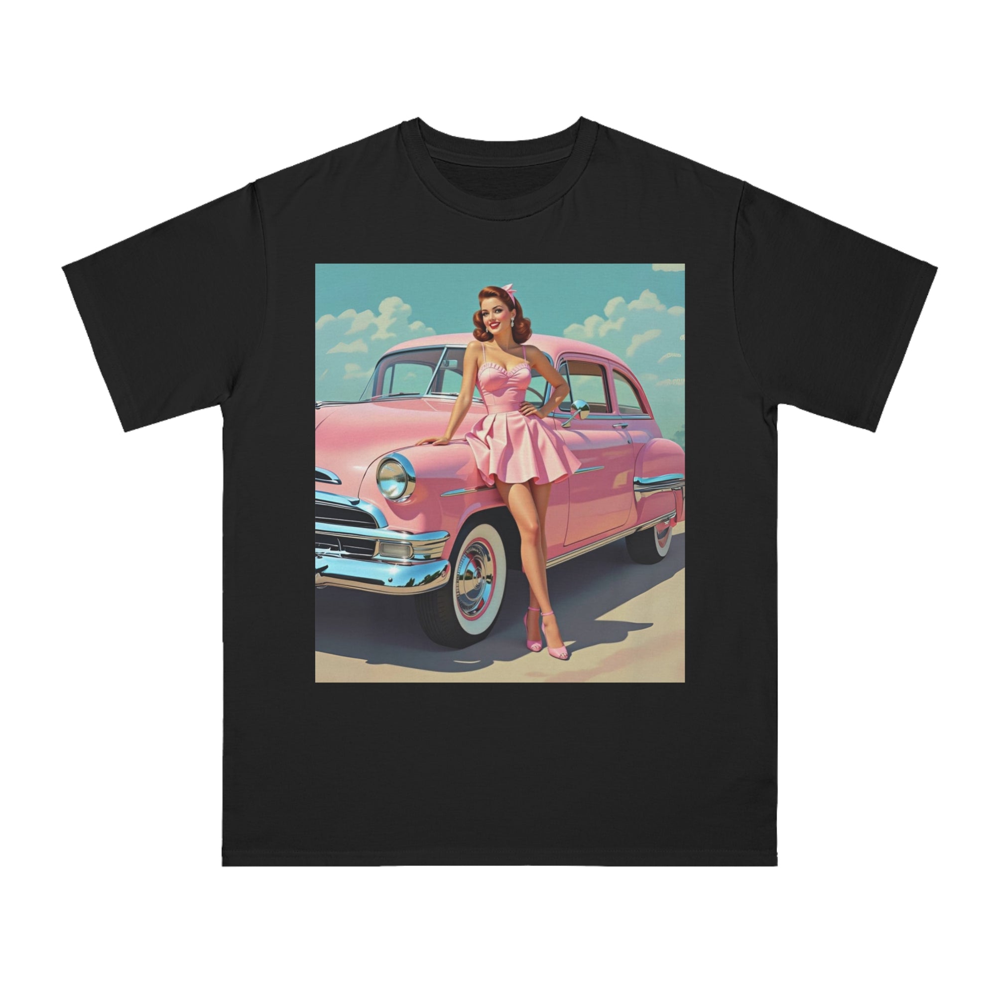 Vintage Pink Car Graphic T-Shirt, Retro Style Tee, Gift for Car Lovers, Summer Fashion, Casual Wear, Eco-Friendly Clothing