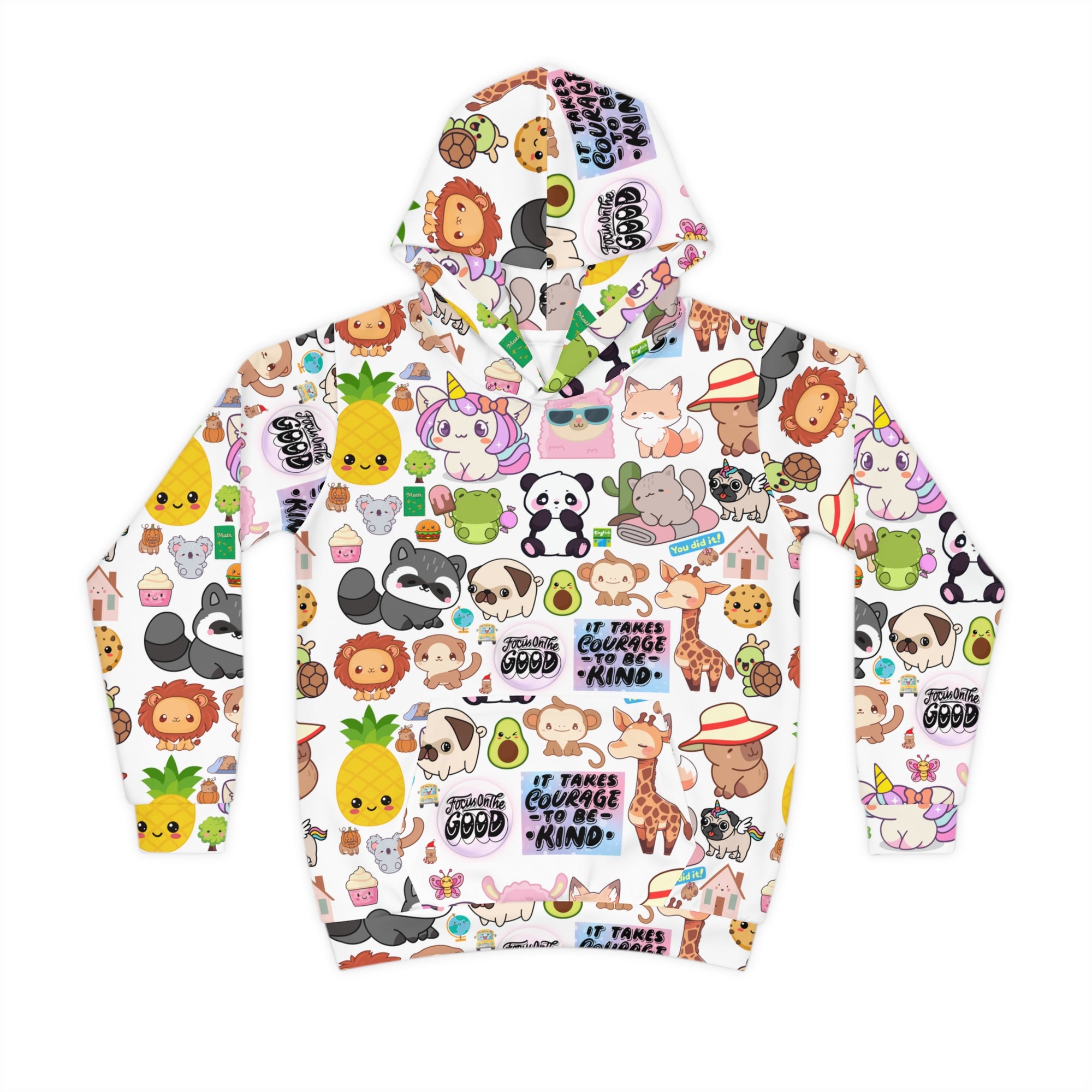Colorful Kawaii Print Hoodie for Kids, Cute Hoodie, Kids' Gift, Cozy Outerwear, Fun Clothing, Whimsical Apparel