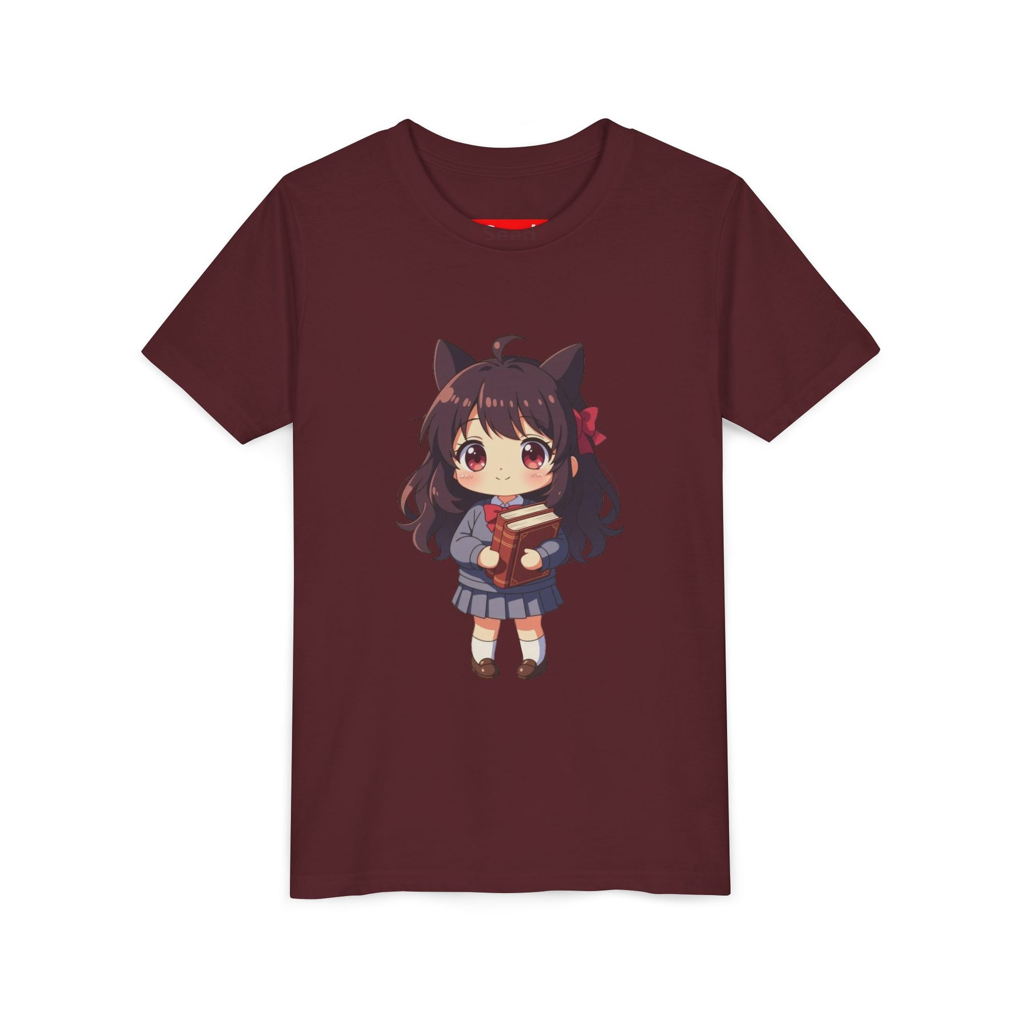 Bunny Bookworm Adventures: The Cute Anime Cat Girl Youth Tee, Kawaii T-Shirt, Teen Fashion, Gift for Anime Lovers, Summer Outfit, Playful Casual Wear