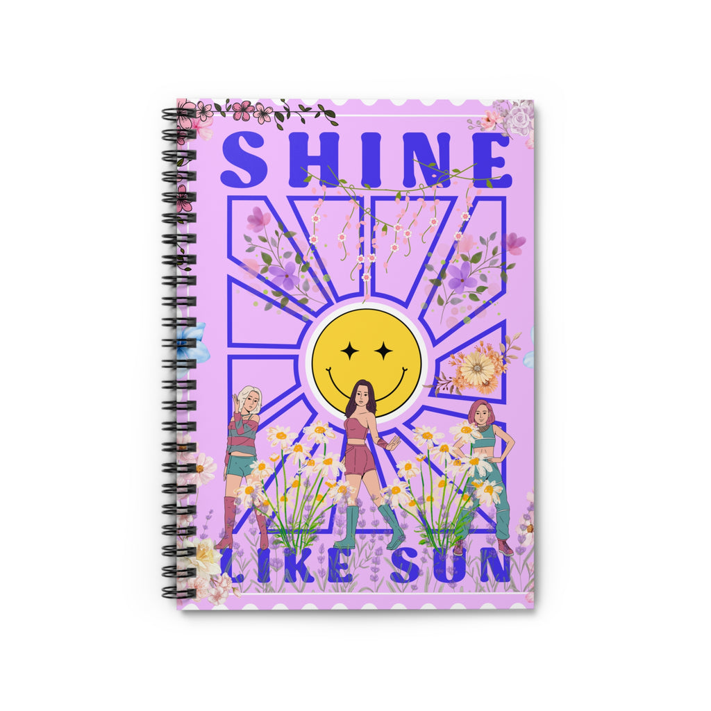 Sunshine Vibes Spiral Notebook – Shine Like Sun, Inspirational Journal, Gift for Her, Cute Stationery, Back to School Supplies