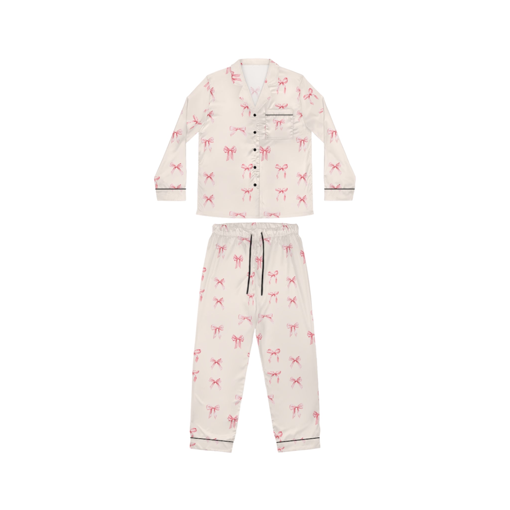 Satin Pink Ballet Bow-Pajama Set — Pink Ribbon Sleepwear