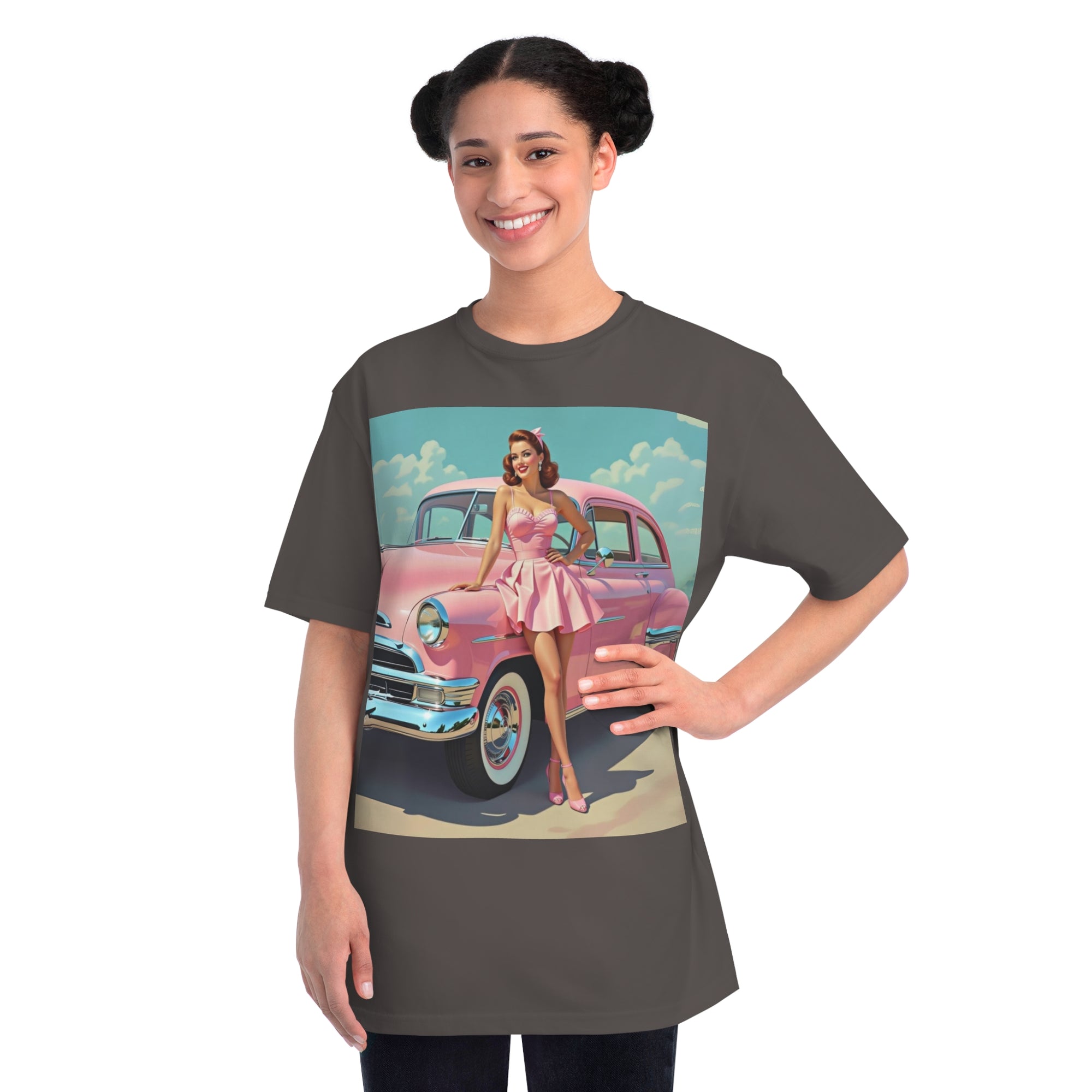 Vintage Pink Car Graphic T-Shirt, Retro Style Tee, Gift for Car Lovers, Summer Fashion, Casual Wear, Eco-Friendly Clothing