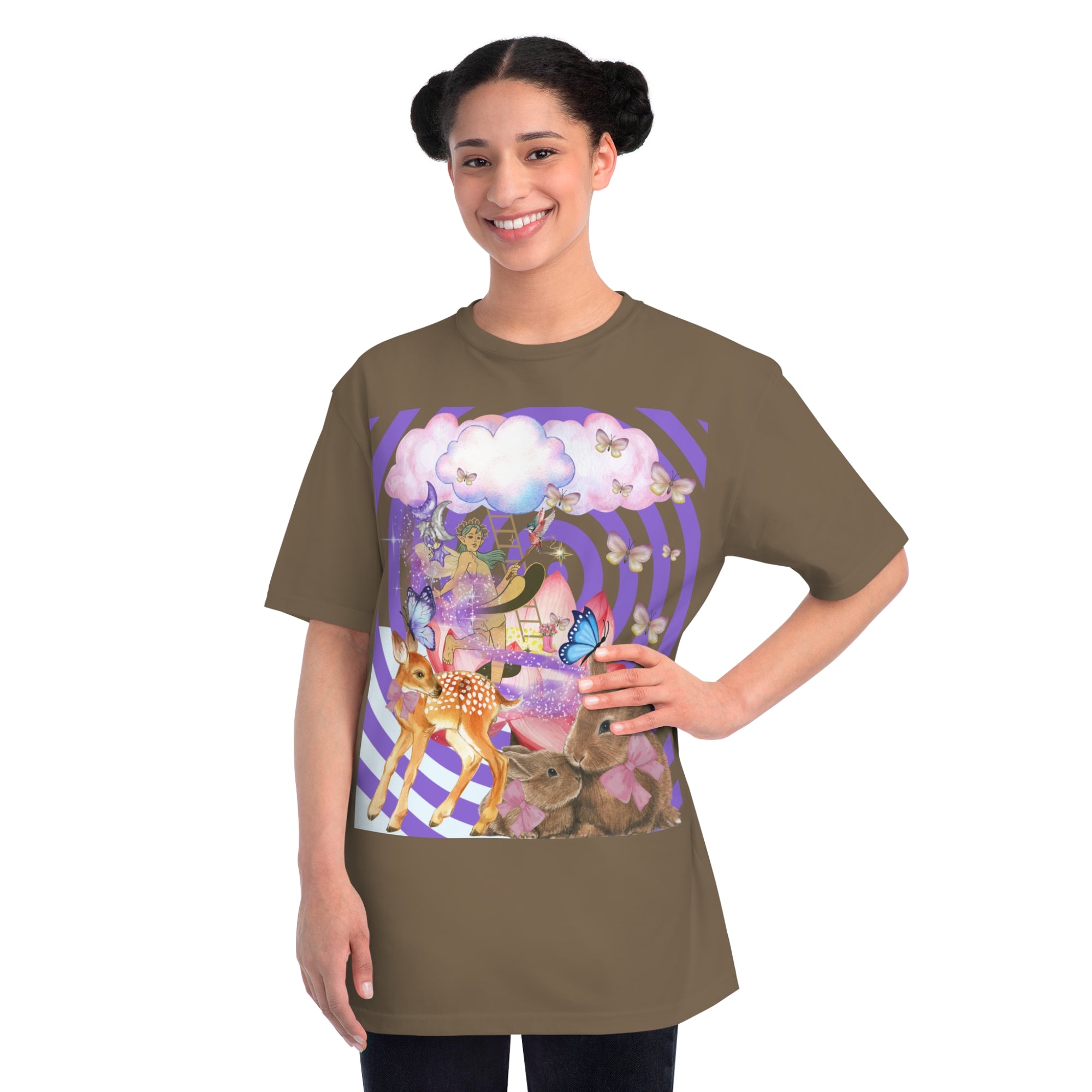 Whimsical Nature Tee, Adult Magical Fairy T-Shirt, Vintage Animal Graphic Tee, Eco-Friendly Unisex Shirt, Perfect Gift for Nature Lovers