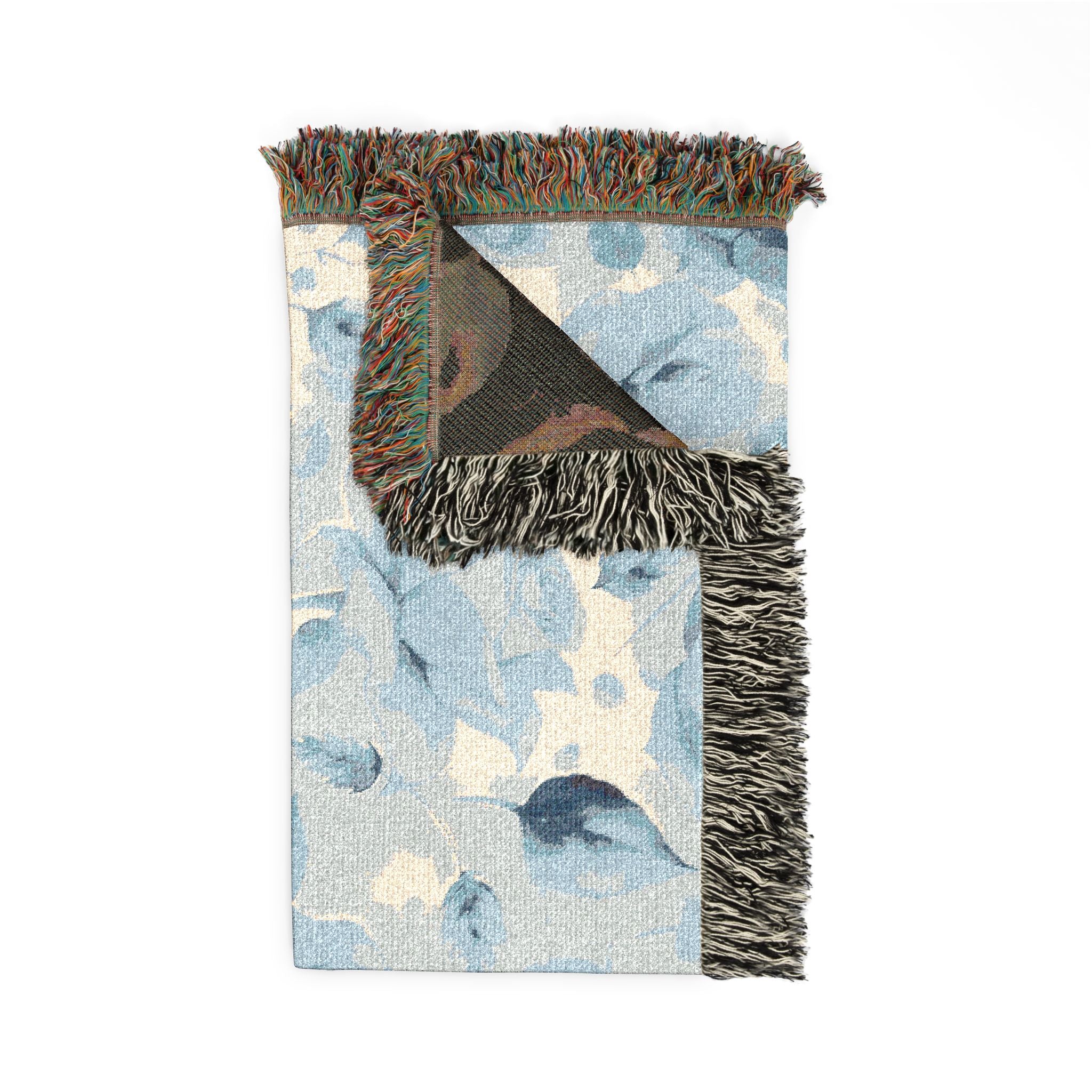 Blue Roses Floral Woven Blanket — Reversible Vintage Rose Throw for Living Room & Bedroom