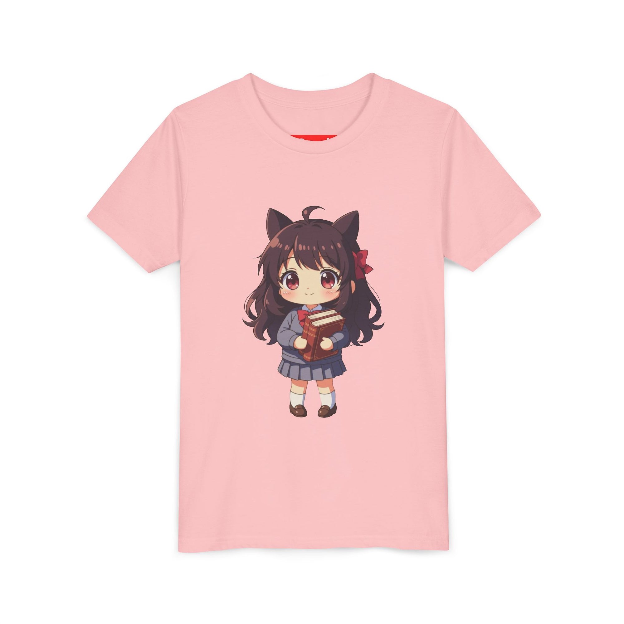 Bunny Bookworm Adventures: The Cute Anime Cat Girl Youth Tee, Kawaii T-Shirt, Teen Fashion, Gift for Anime Lovers, Summer Outfit, Playful Casual Wear