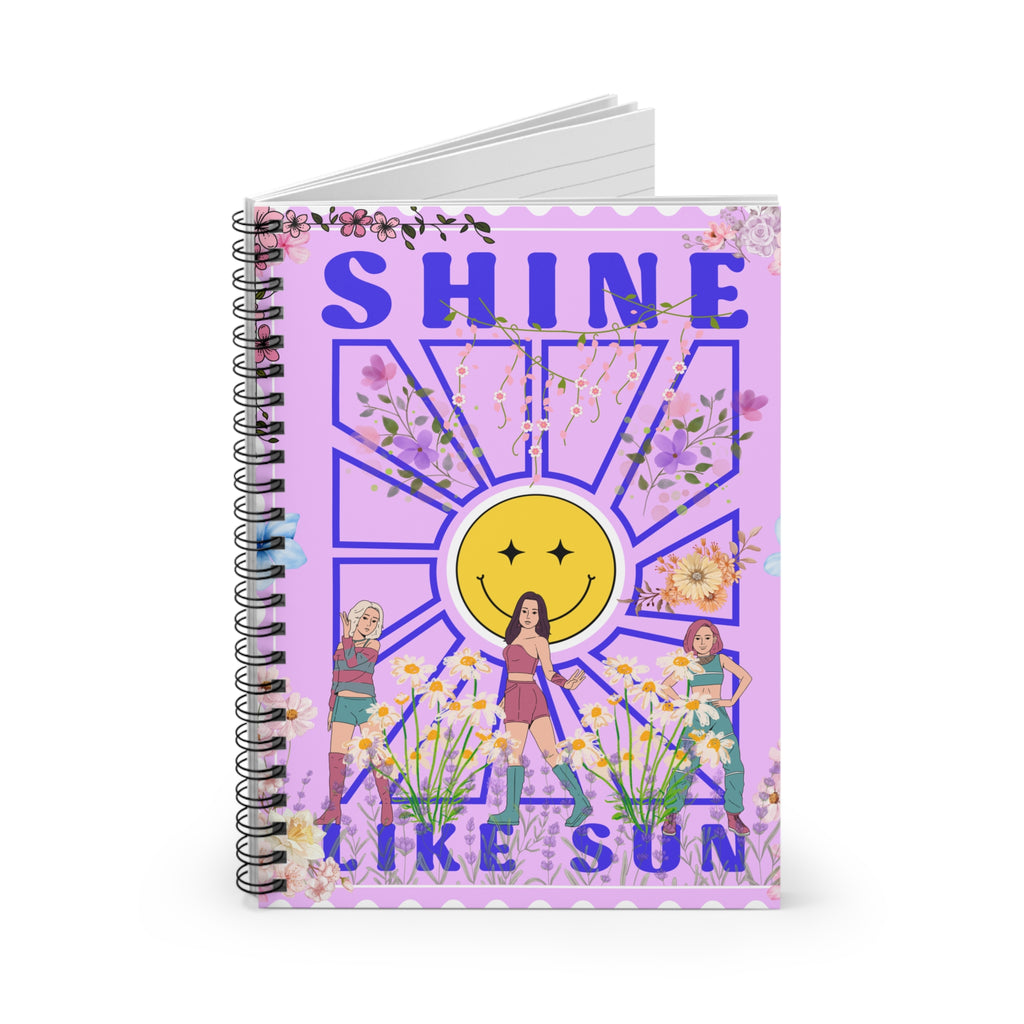 Sunshine Vibes Spiral Notebook – Shine Like Sun, Inspirational Journal, Gift for Her, Cute Stationery, Back to School Supplies