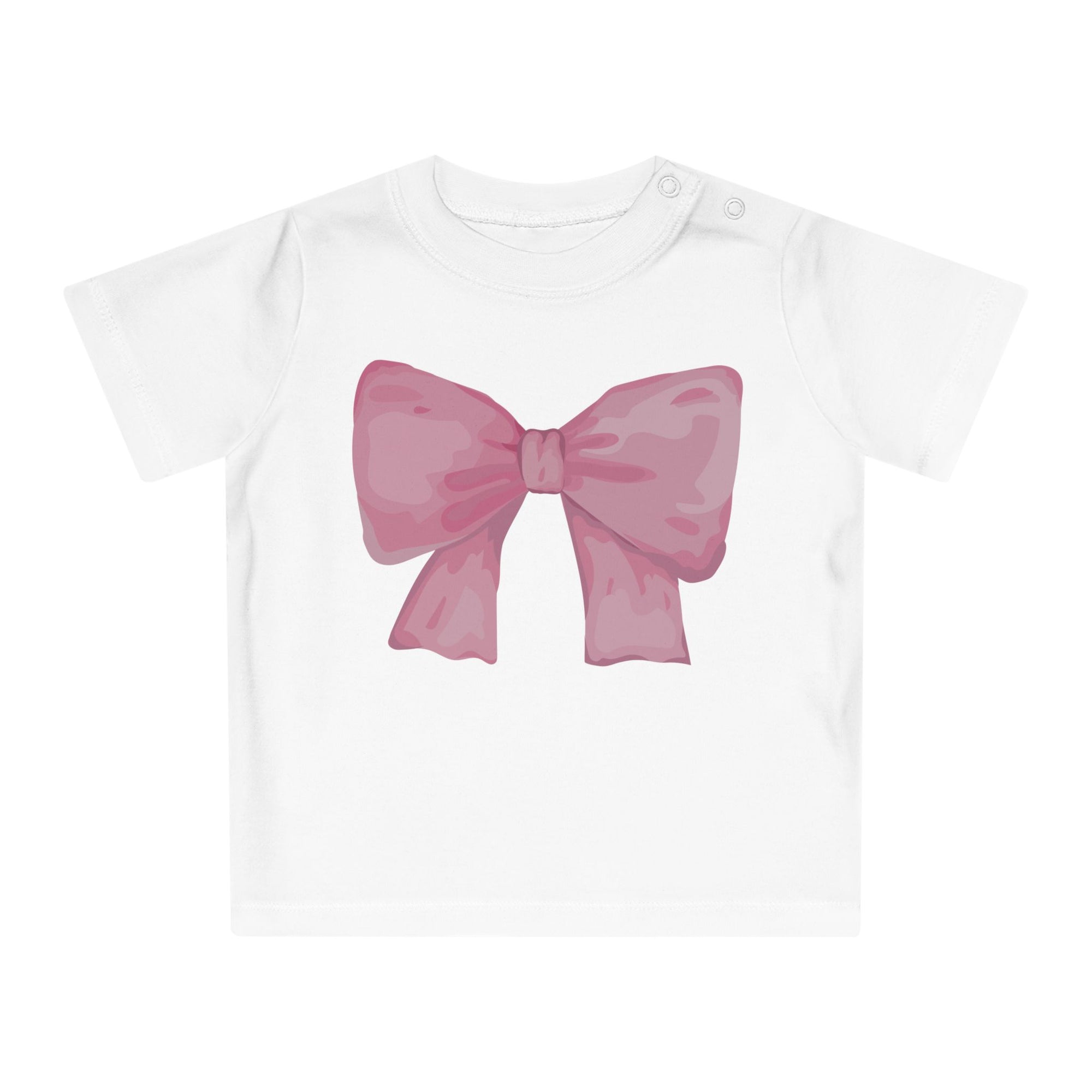 100% Organic Adorable Baby T-Shirt with Pink Bow Design | Cute Infant Tee, Baby Shower Gift, Toddler Apparel, Gender Neutral Clothing, Birthday Outfit