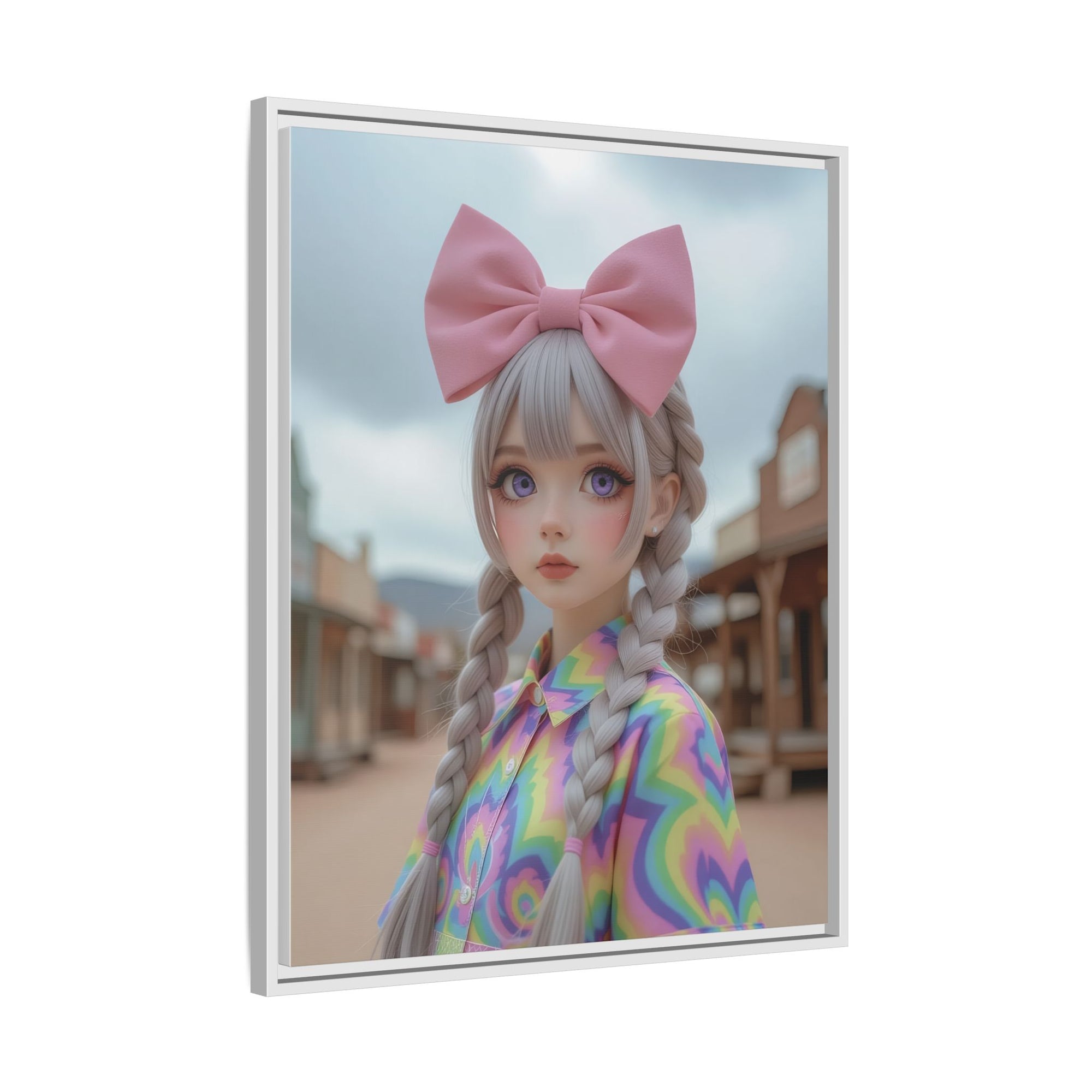 Kawaii Girl Limited Edition Colorful Framed Art Print, Whimsical Wall Decor, Gift for Her, Cute Home Decor, Kids Room Wall Art, Boho Aesthetic