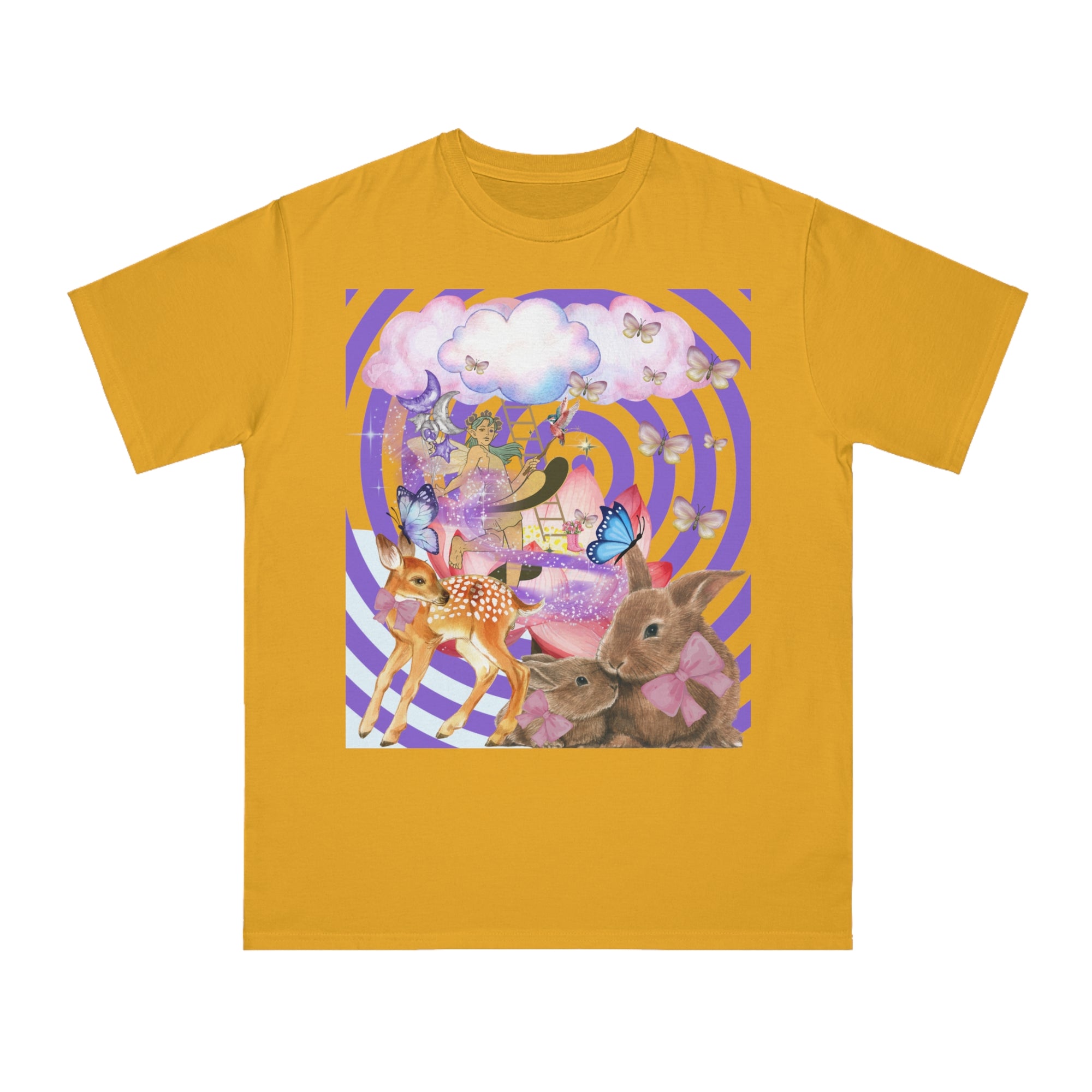 Whimsical Nature Tee, Adult Magical Fairy T-Shirt, Vintage Animal Graphic Tee, Eco-Friendly Unisex Shirt, Perfect Gift for Nature Lovers