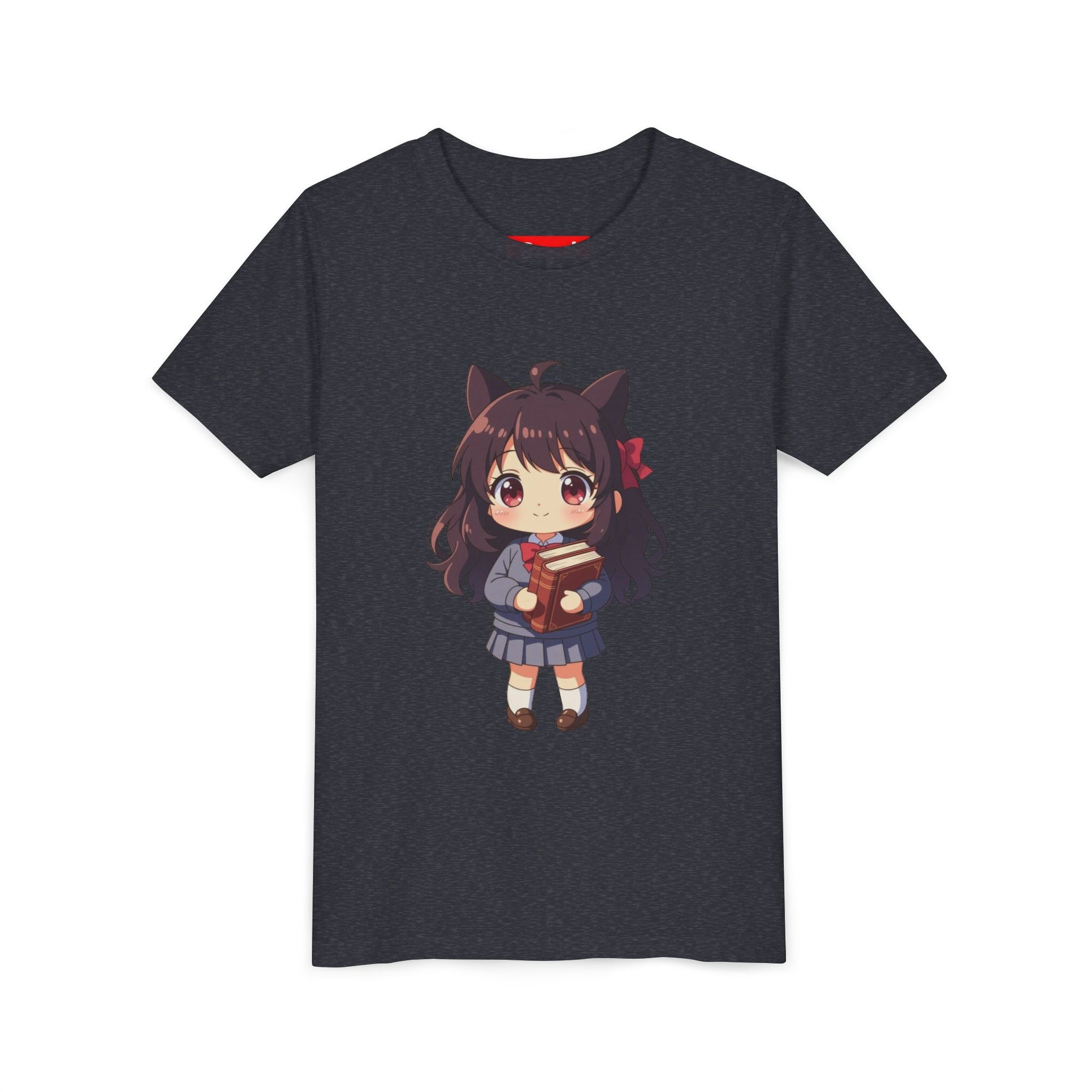 Bunny Bookworm Adventures: The Cute Anime Cat Girl Youth Tee, Kawaii T-Shirt, Teen Fashion, Gift for Anime Lovers, Summer Outfit, Playful Casual Wear