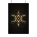 Metatron's Cube Poster, Sacred Geometry Wall Art, Gold Flower of Life Print, Spiritual Meditation Decor, Black Esoteric Art Print