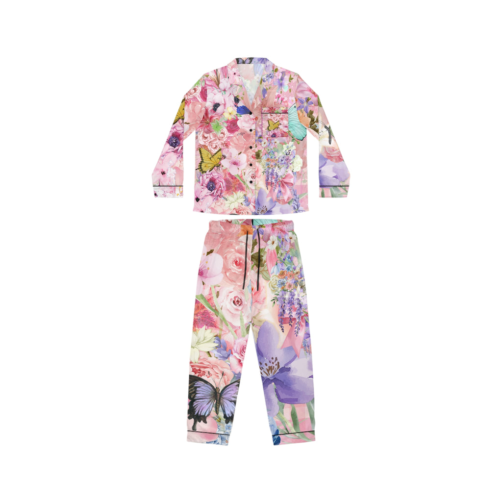 Floral Butterfly Satin Pajamas — Women's Luxury Sleep Set
