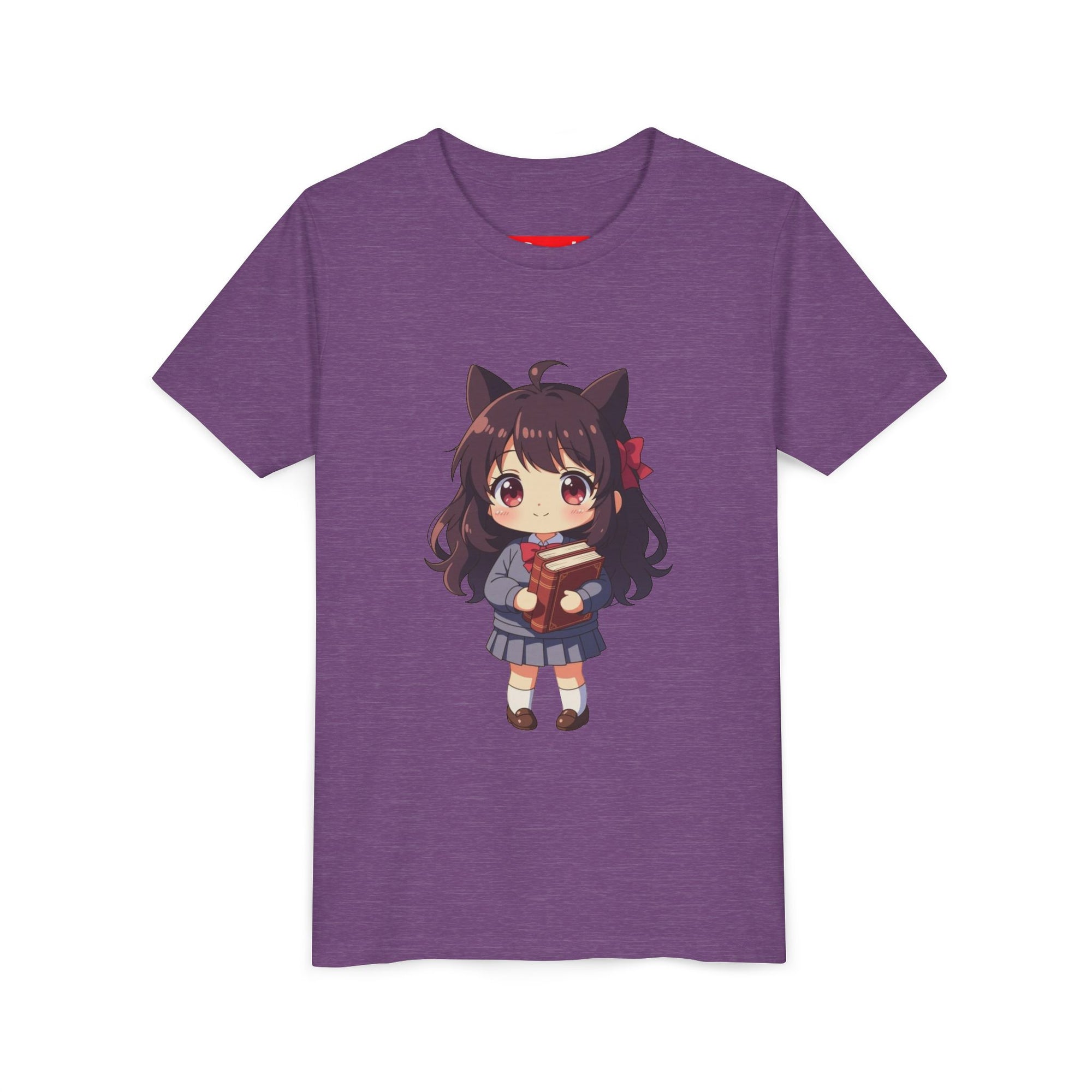Bunny Bookworm Adventures: The Cute Anime Cat Girl Youth Tee, Kawaii T-Shirt, Teen Fashion, Gift for Anime Lovers, Summer Outfit, Playful Casual Wear