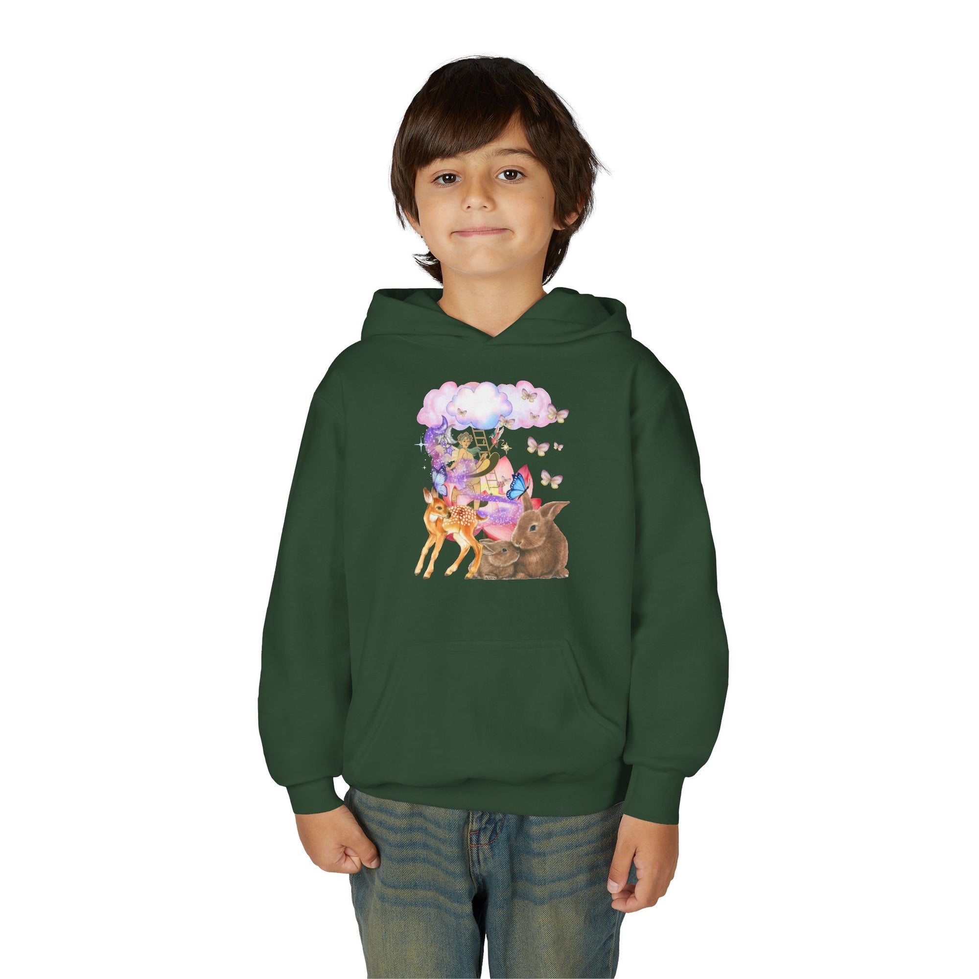 Youth Hooded Sweatshirt with Whimsical Animal Design, Cozy Gift for Kids, Perfect for Birthdays, Parties, or Everyday Wear