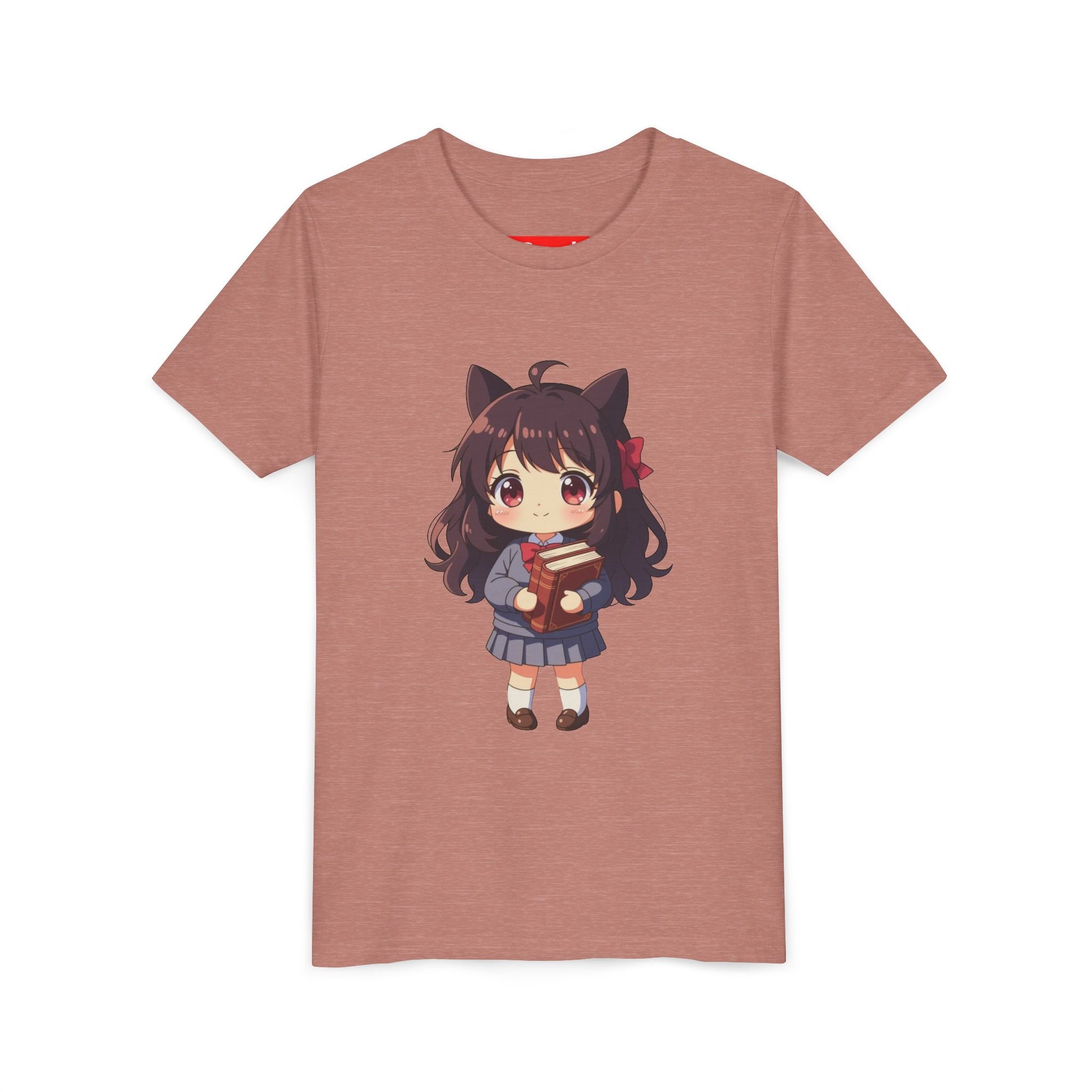 Bunny Bookworm Adventures: The Cute Anime Cat Girl Youth Tee, Kawaii T-Shirt, Teen Fashion, Gift for Anime Lovers, Summer Outfit, Playful Casual Wear
