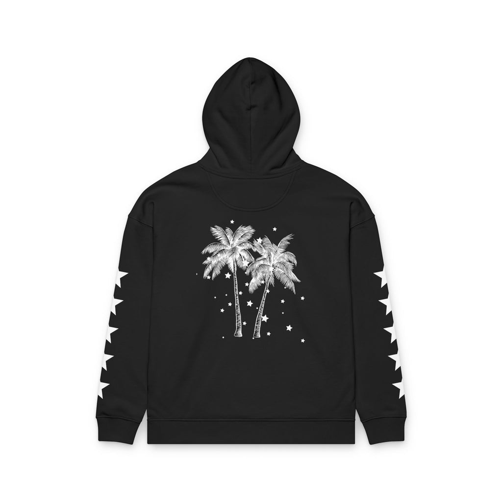 Los Angeles Palm Hoodie — Retro Script & Star Sleeve Pullover