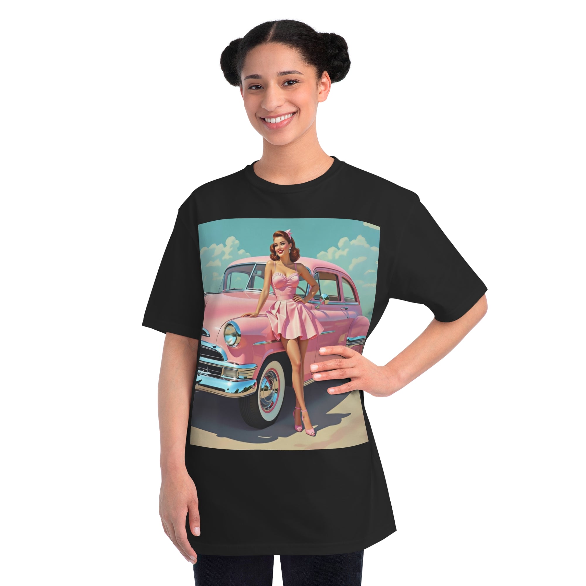 Vintage Pink Car Graphic T-Shirt, Retro Style Tee, Gift for Car Lovers, Summer Fashion, Casual Wear, Eco-Friendly Clothing