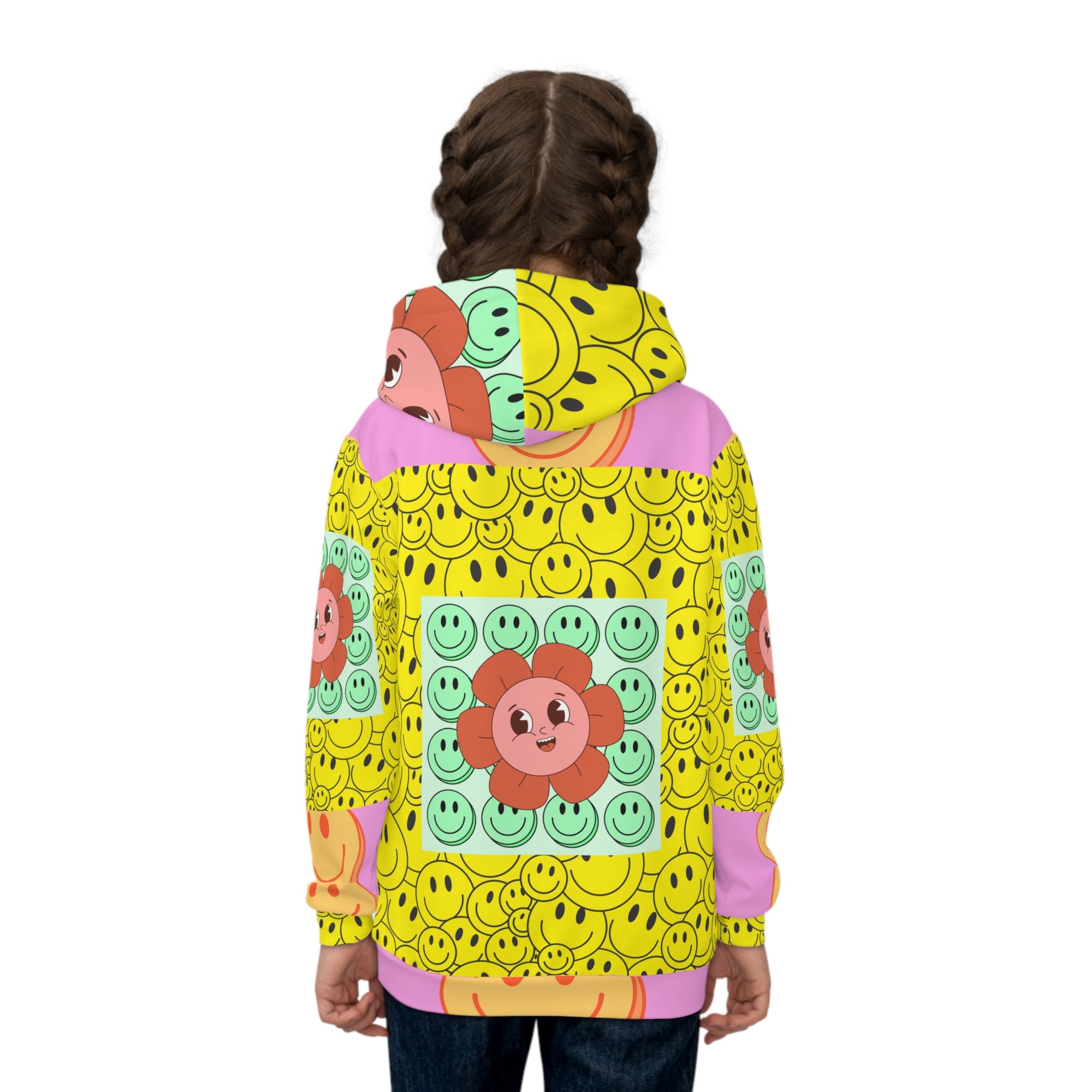Vibrant Floral Smiley Children's Hoodie, Cute Kids Sweatshirt, Gift for Birthdays, Playdates, Summer Vibes, Fun Fashion