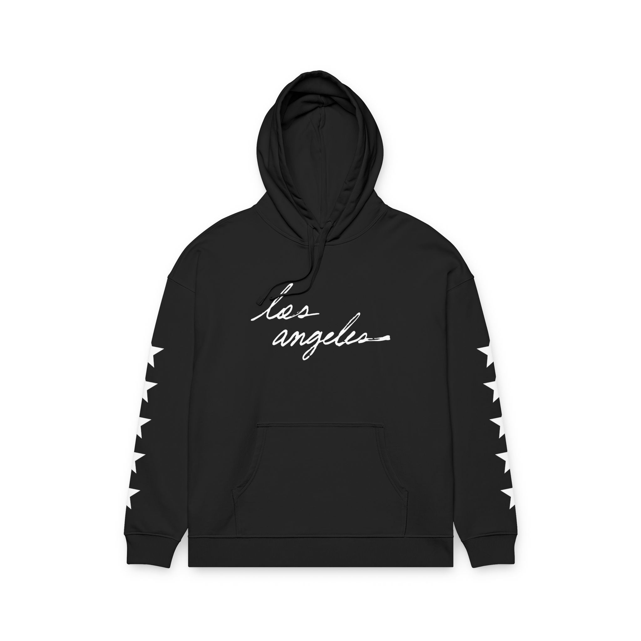 Los Angeles Palm Hoodie — Retro Script & Star Sleeve Pullover