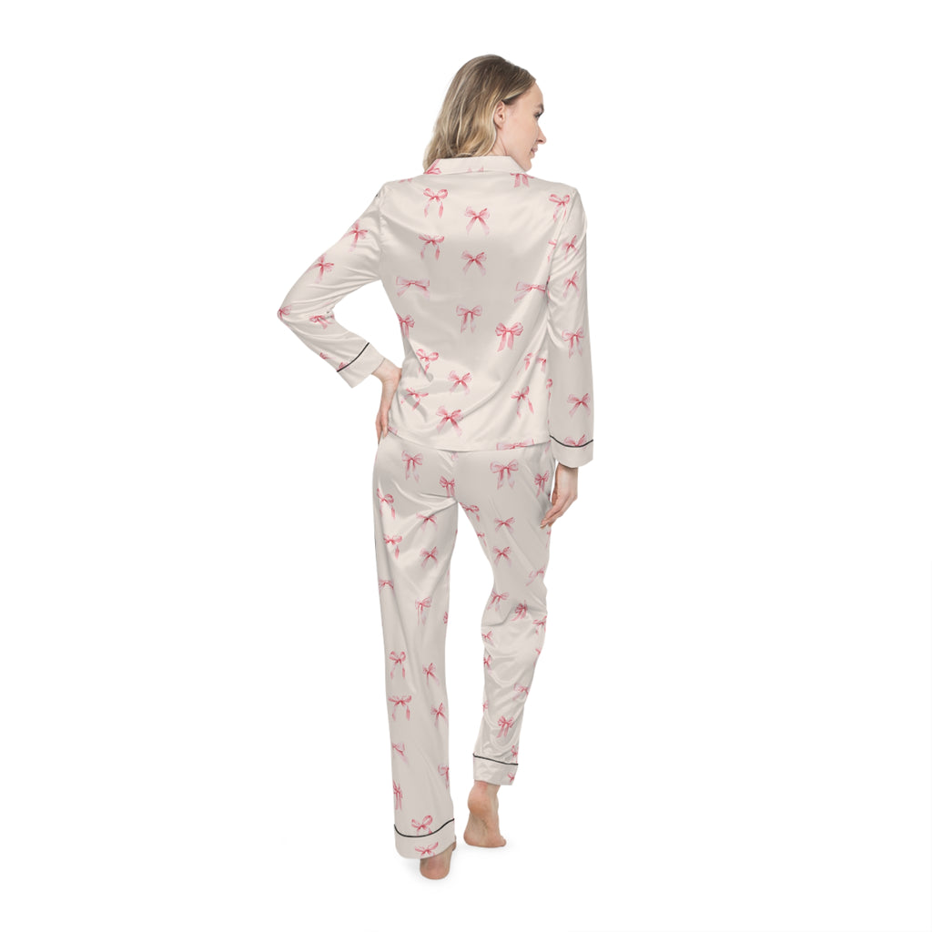 Satin Pink Ballet Bow-Pajama Set — Pink Ribbon Sleepwear