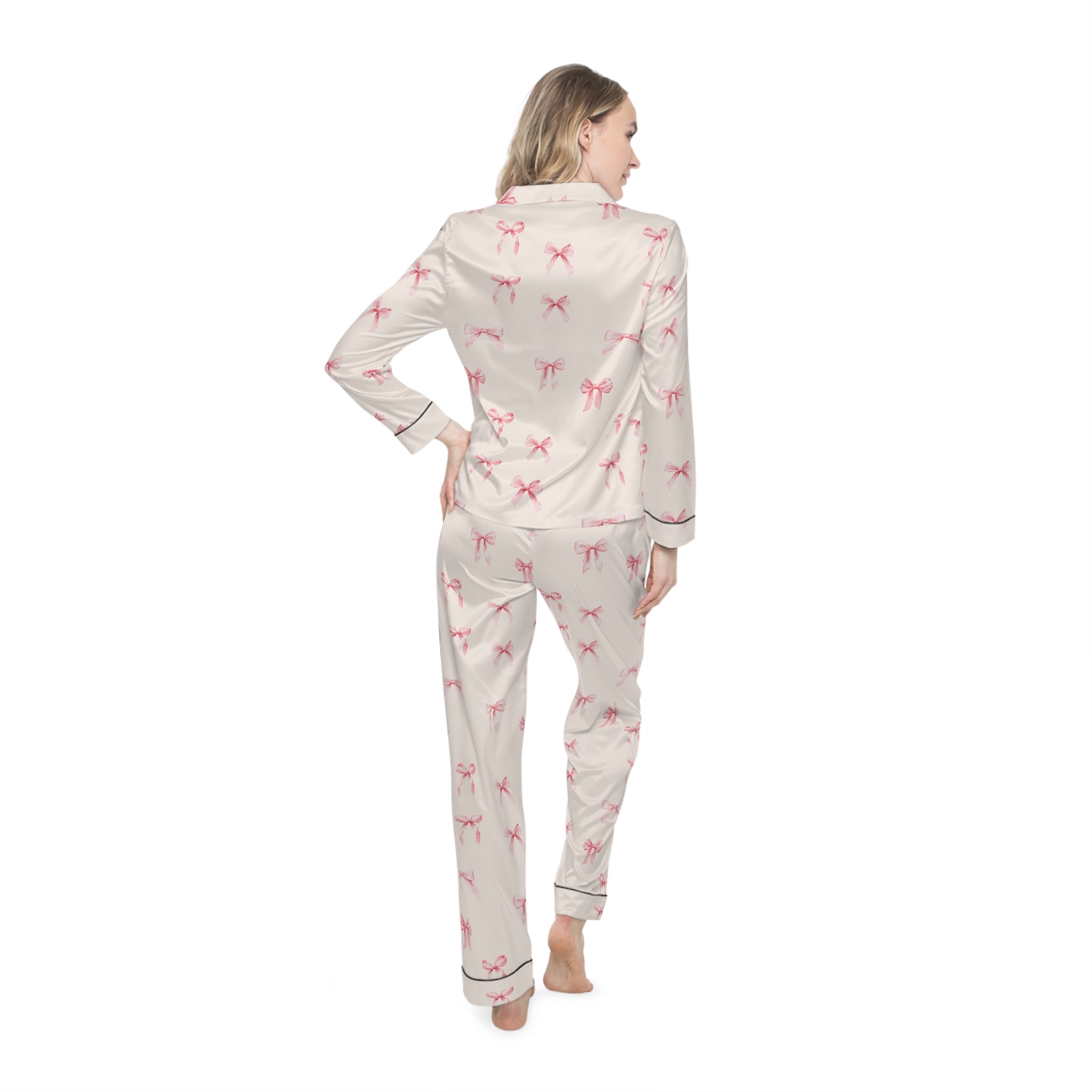 Satin Pink Ballet Bow-Pajama Set — Pink Ribbon Sleepwear