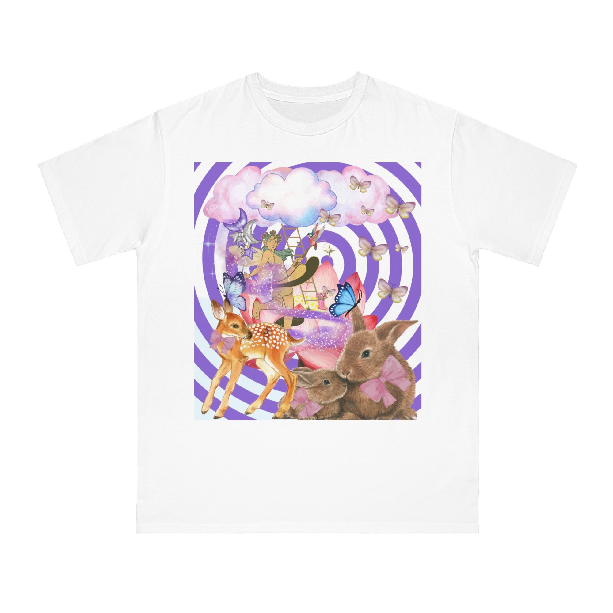 Whimsical Nature Tee, Adult Magical Fairy T-Shirt, Vintage Animal Graphic Tee, Eco-Friendly Unisex Shirt, Perfect Gift for Nature Lovers