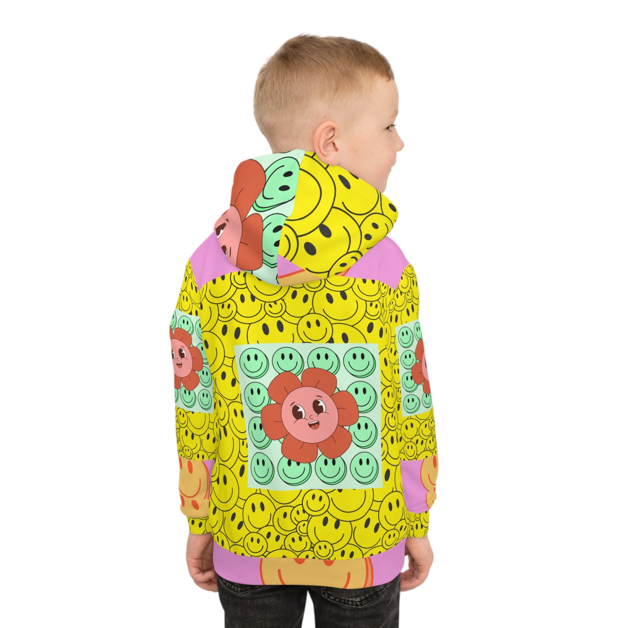 Vibrant Floral Smiley Children's Hoodie, Cute Kids Sweatshirt, Gift for Birthdays, Playdates, Summer Vibes, Fun Fashion