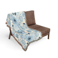 Blue Roses Floral Woven Blanket — Reversible Vintage Rose Throw for Living Room & Bedroom