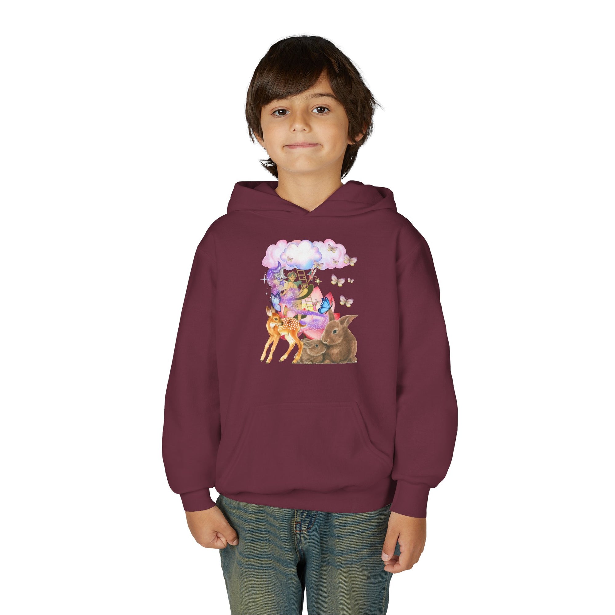 Youth Hooded Sweatshirt with Whimsical Animal Design, Cozy Gift for Kids, Perfect for Birthdays, Parties, or Everyday Wear