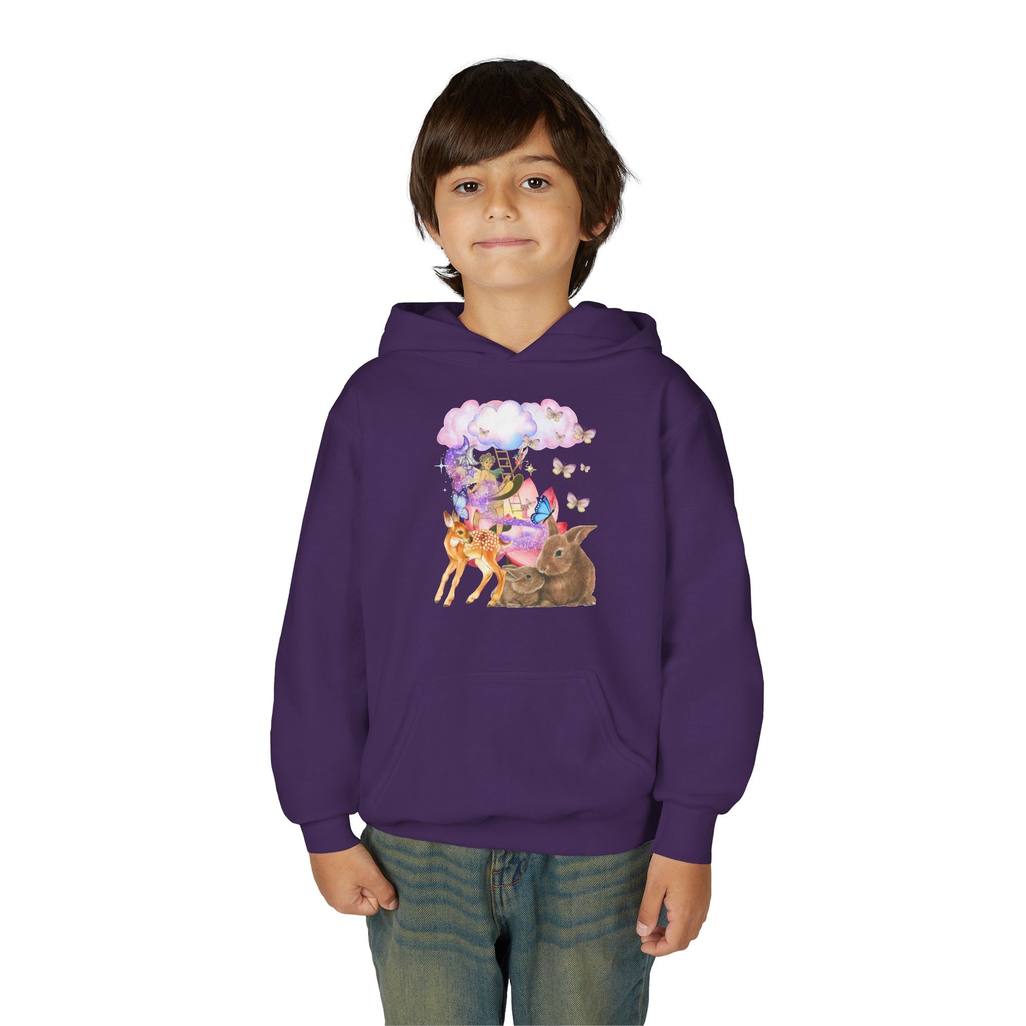 Youth Hooded Sweatshirt with Whimsical Animal Design, Cozy Gift for Kids, Perfect for Birthdays, Parties, or Everyday Wear