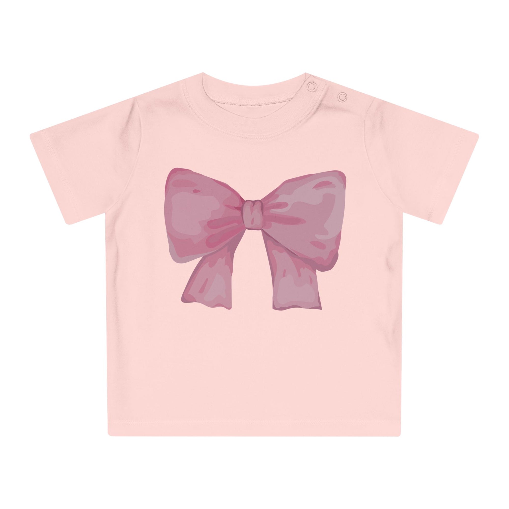 100% Organic Adorable Baby T-Shirt with Pink Bow Design | Cute Infant Tee, Baby Shower Gift, Toddler Apparel, Gender Neutral Clothing, Birthday Outfit