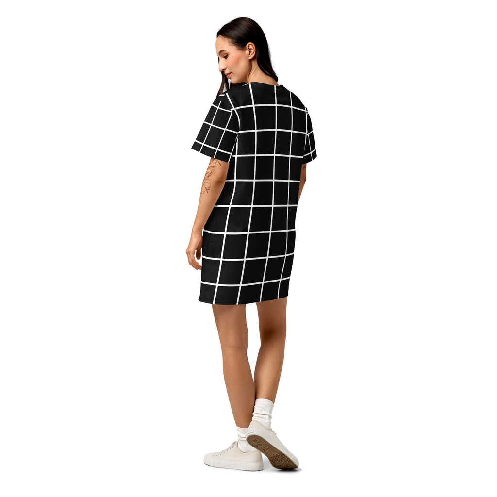 Black and White Grid Dress Back Side