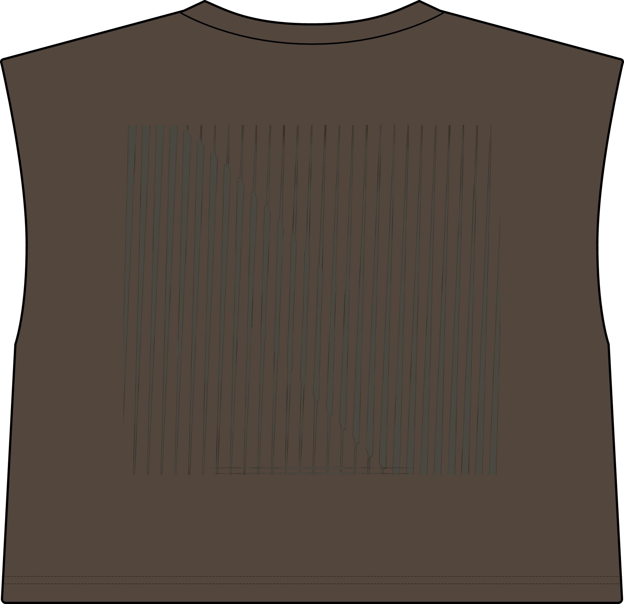 A sleeveless cropped tank top shown from the back, in a faded brown color with a vertical striped pattern across the upper back.