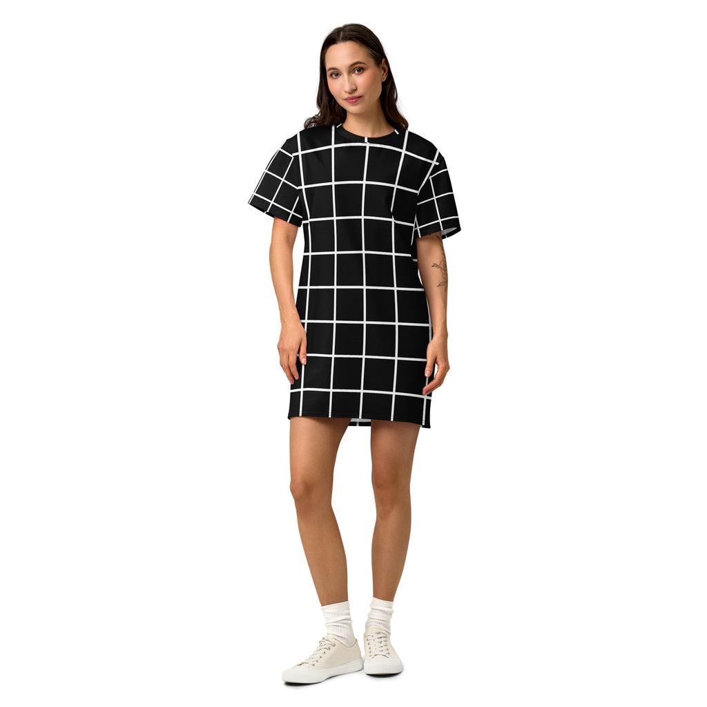 Black and White Minimal Grid Dress 